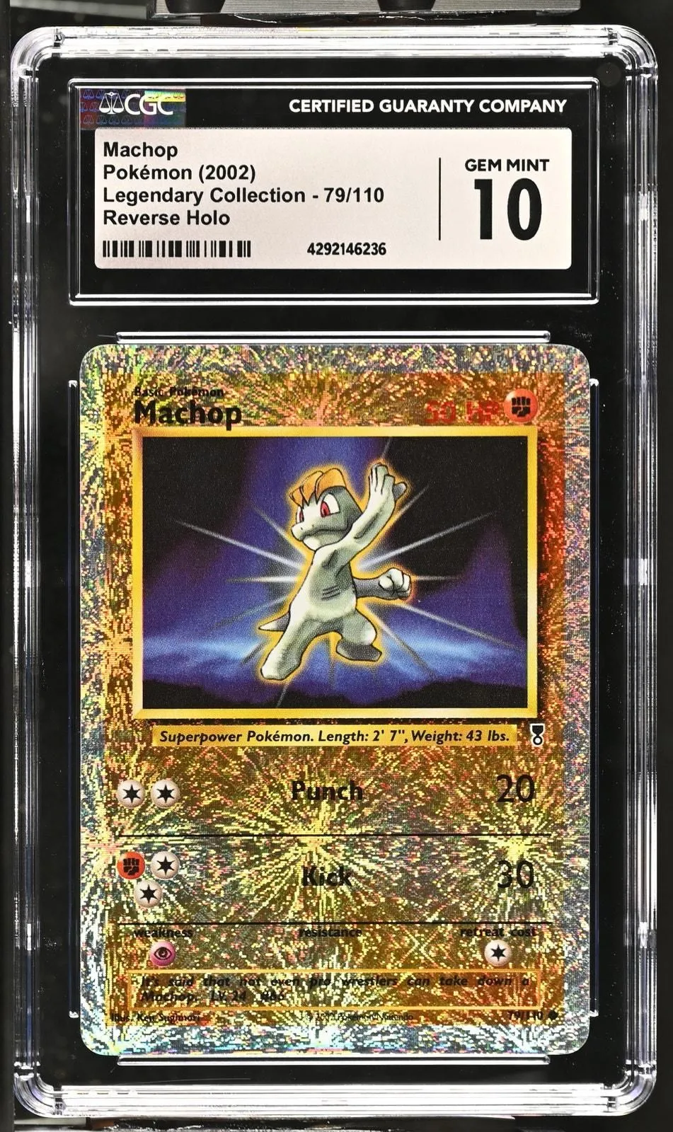CGC 10 GEM MINT Machop 79/110 Legendary Collection Reverse Holo