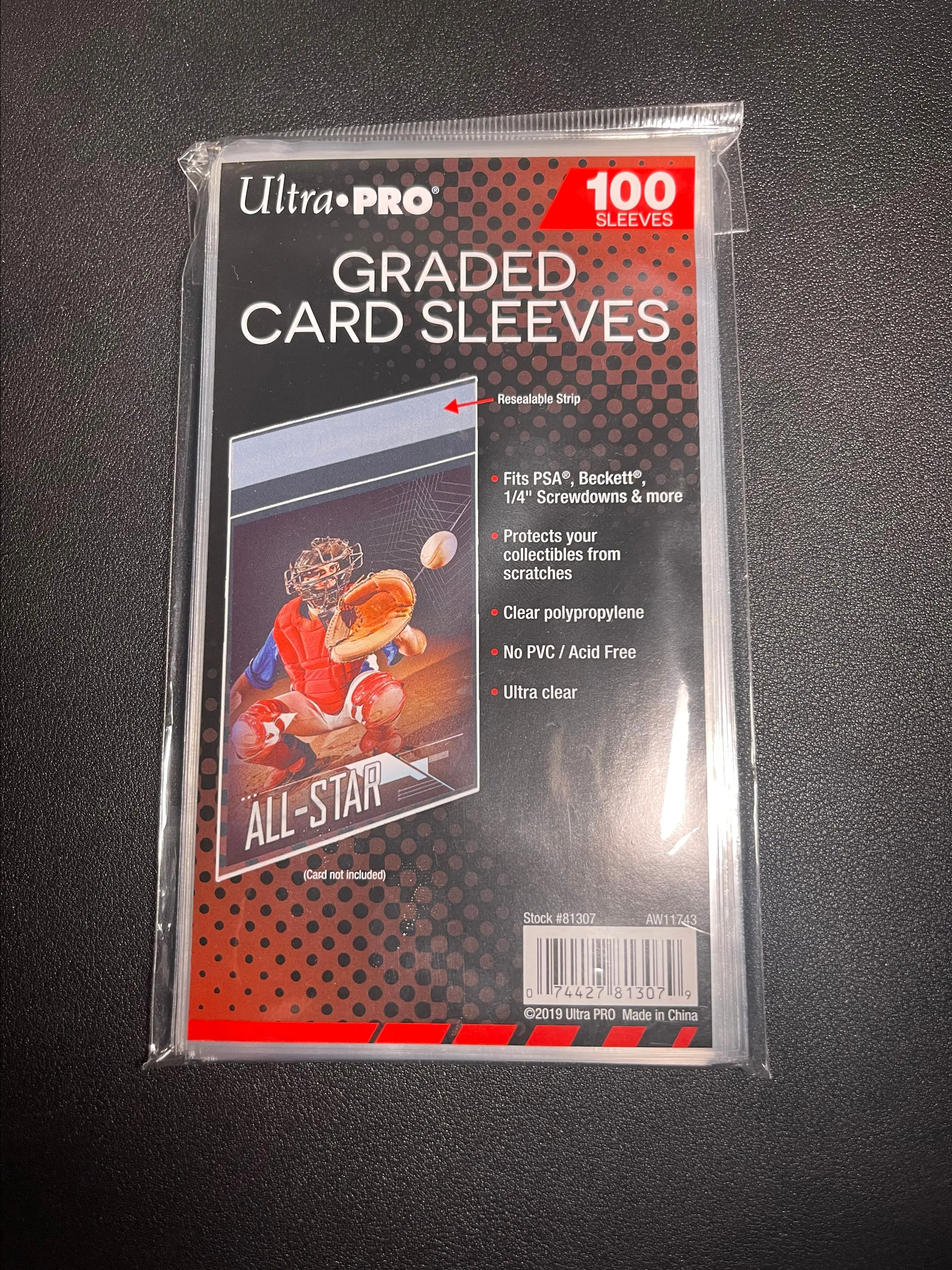 Ultra•Pro Graded Card Sleeves (100 Sleeves) Resealable Strip Fits PSA