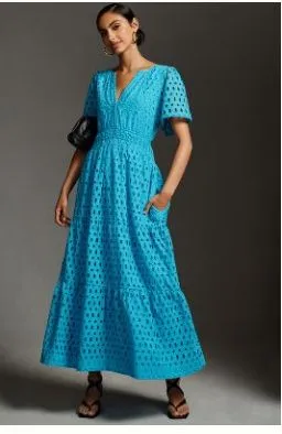 NWT Anthropologie Somerset Maxi Dress Eyelet Edition BLUE M  Whatnot:  Shop, Sell, Connect