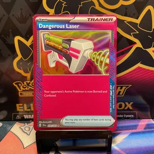 dangerous laser pokemon card value Shrouded Fable Acespec Rare #58 Your opponents Active Pokemon is now Burned and Confused. Pokemon Card Game TCG Danger
