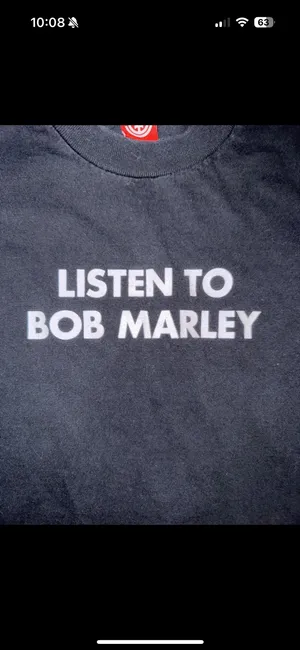 Vintage Element Skateboarding Listen To Bob Marley T-Shirt Black