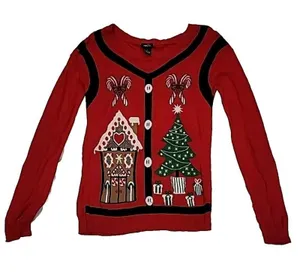 Rue 21 Ugly Sweater Gingerbread House Tree Candy Cane Sweater Medium Whatnot Buy Sell Go Live