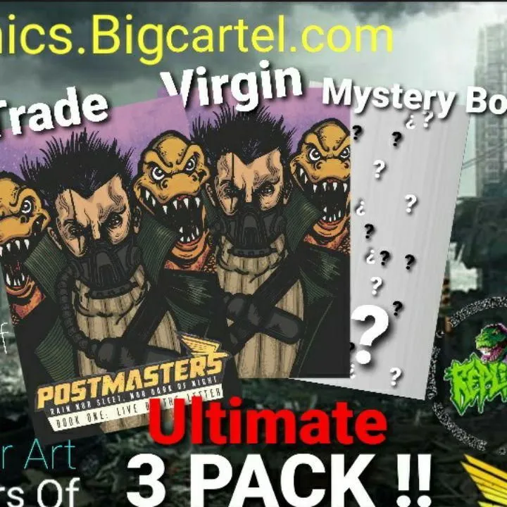 Product image for POSTMASTERS 3 PACK  INCLUDES  CHROME SKETCH (w C.O.A & holo sticker ) VIRGIN ,TRADE. creator of Good Boy  #1