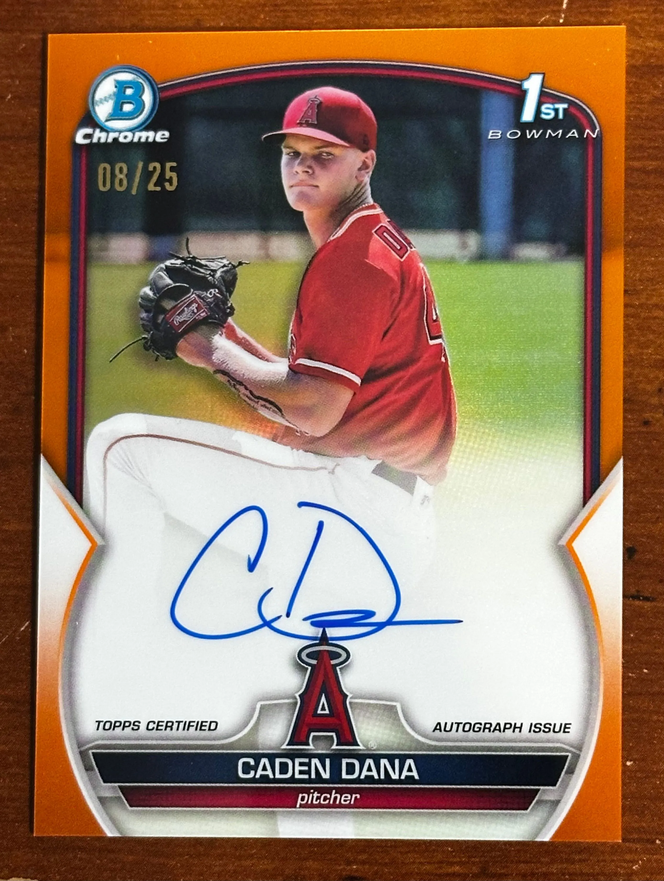 Product image for 2023 Bowman Chrome Caden Dana Orange auto 8/25