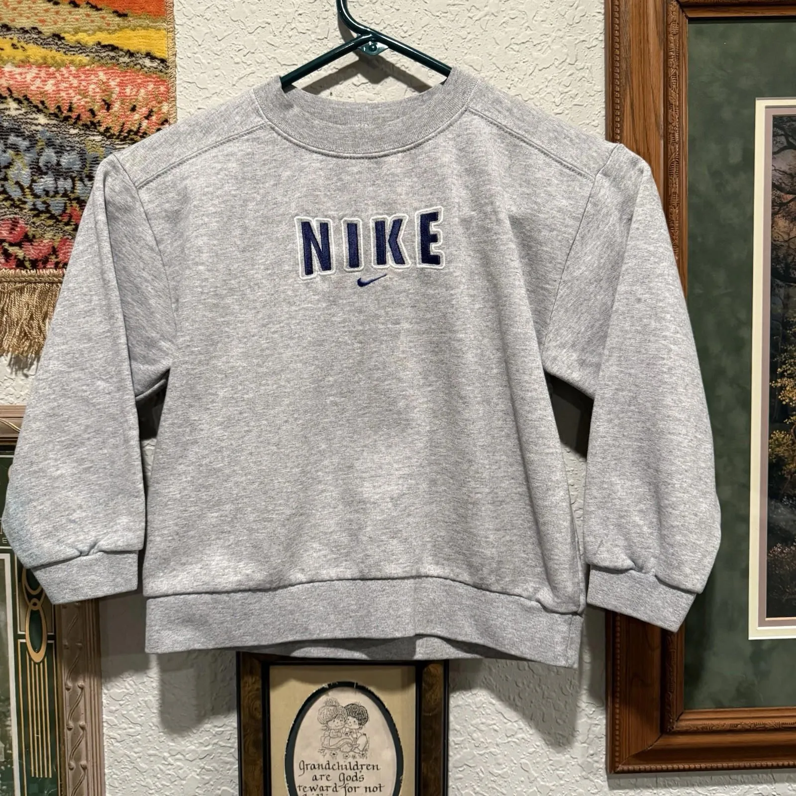 Product image for Vintage 90s RARE Nike Center Swoosh Designer Kids Sweatshirt Size Large