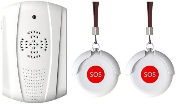 Product image for Caregiver Two Wireless Call Buttons and Wireless Pager - Pager for Fall Prevention and Elderly Assistance Caregiver Two Wireless Buttons and Pager 