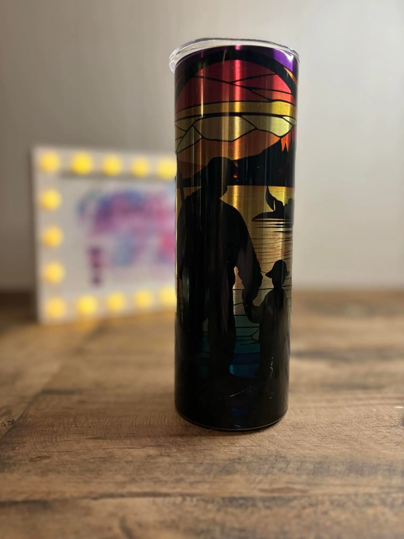 Product image for Dad and Son Silhouette "Stained Glass" Stainless Steel Tumbler 20 oz
