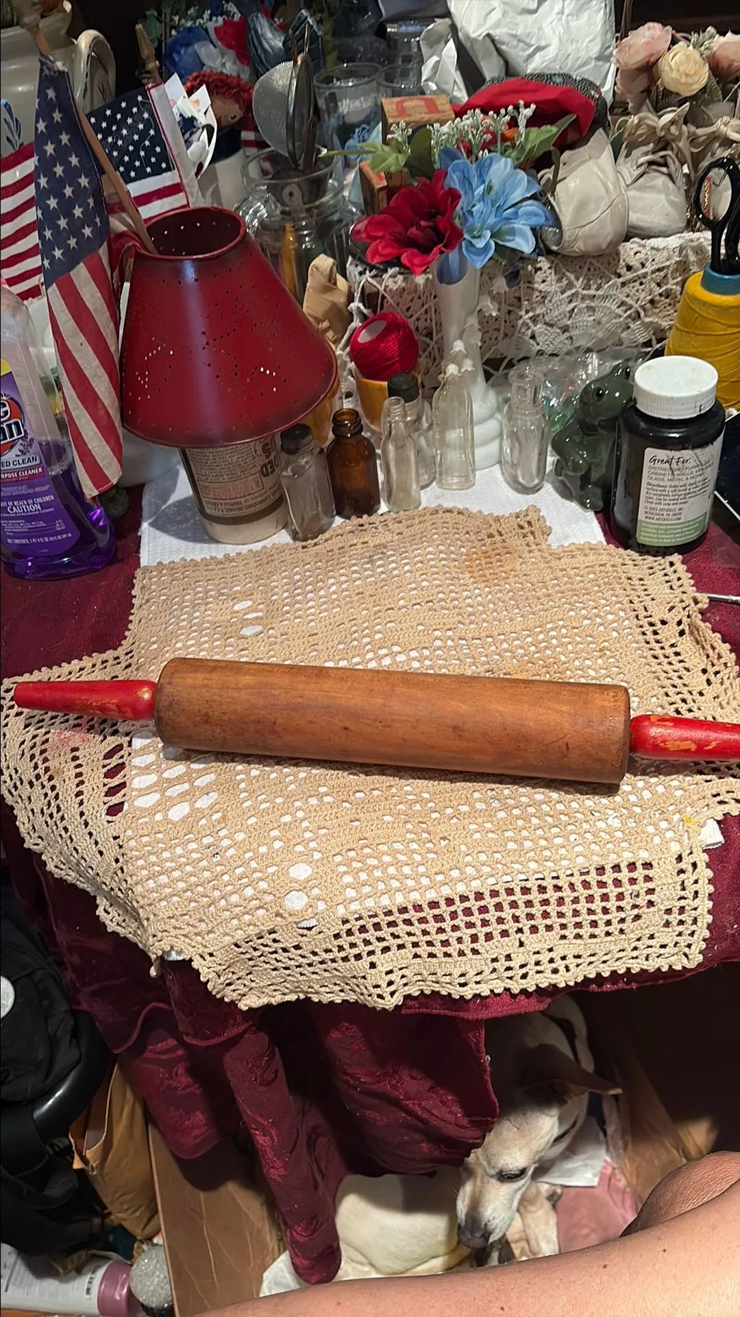 Product image for # 109 rolling pin red handles