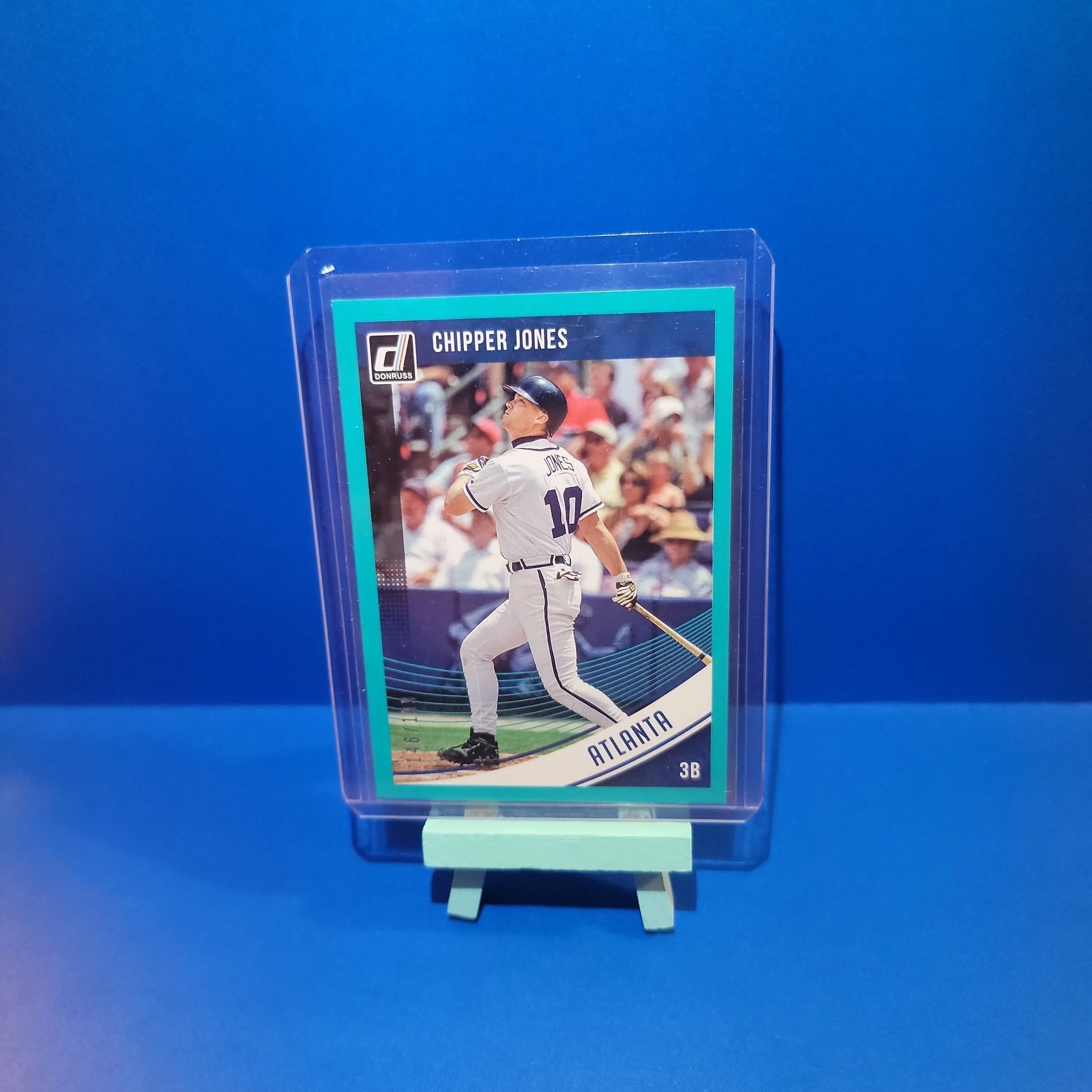 Product image for Chipper Jones Press.Proof Teal /199: 2018 Donruss #'d: Atlanta Braves
