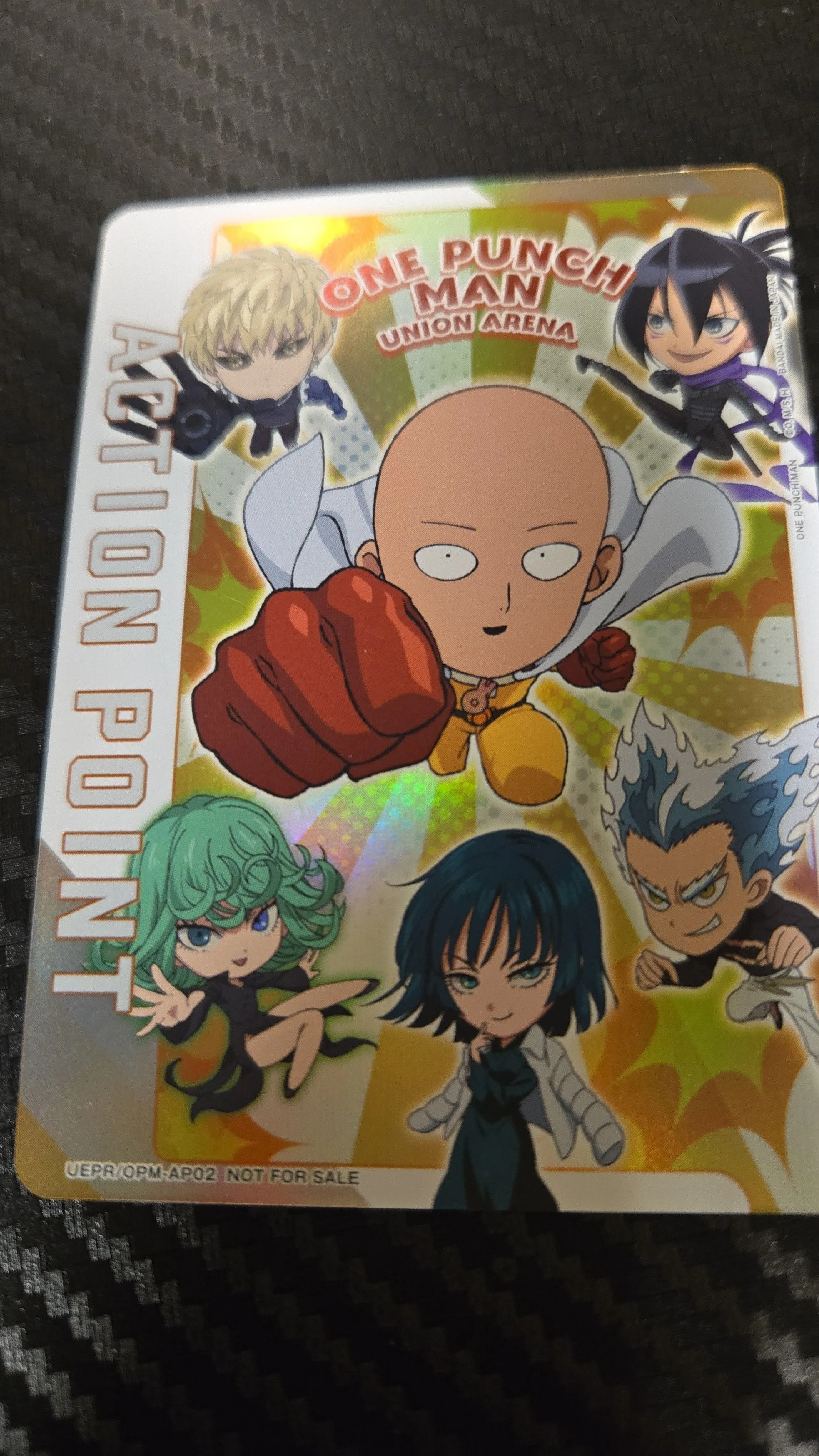 Product image for One Punch Man Action Point Foil Holo Promo OPM-AP02 Union Arena Card English