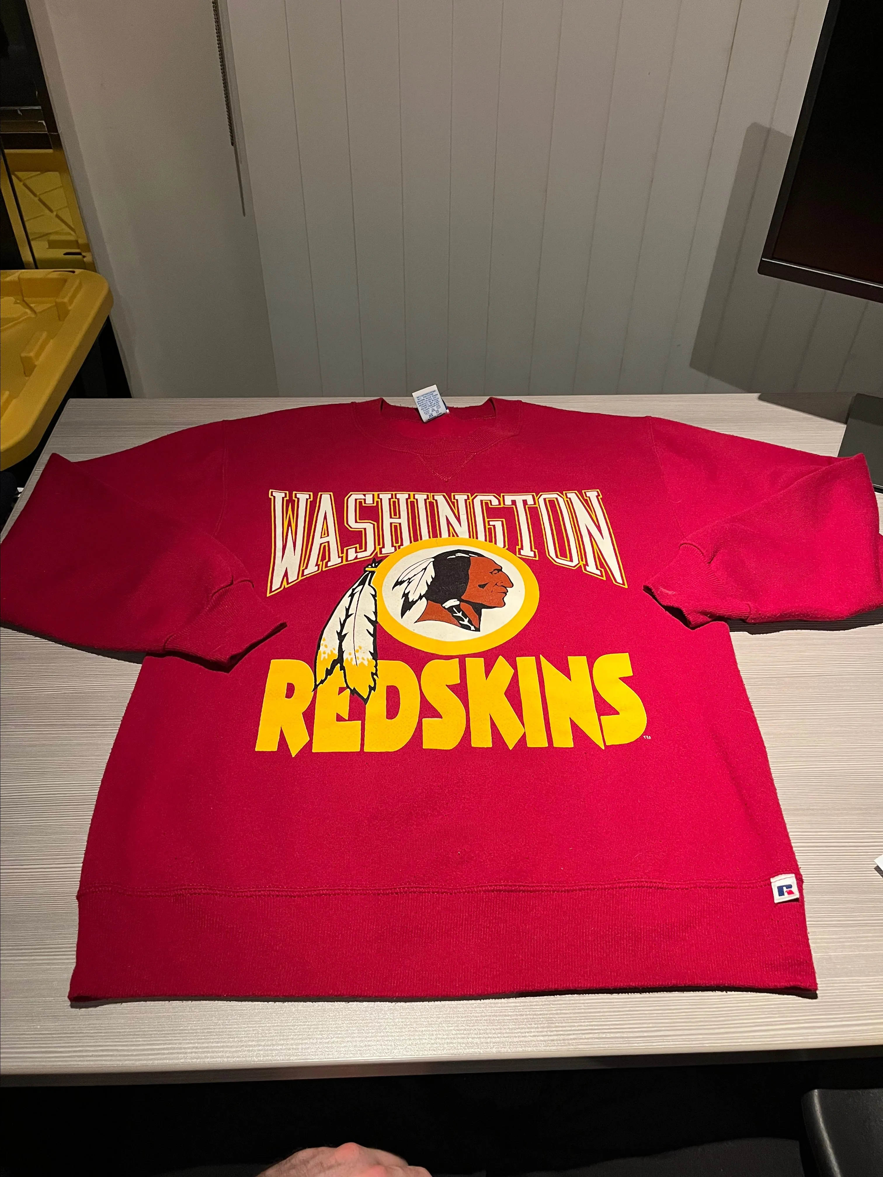 Product image for Redskins Russell Athletic Medium Made In USA Crewneck Sweatshirt  20.5”x27.5”