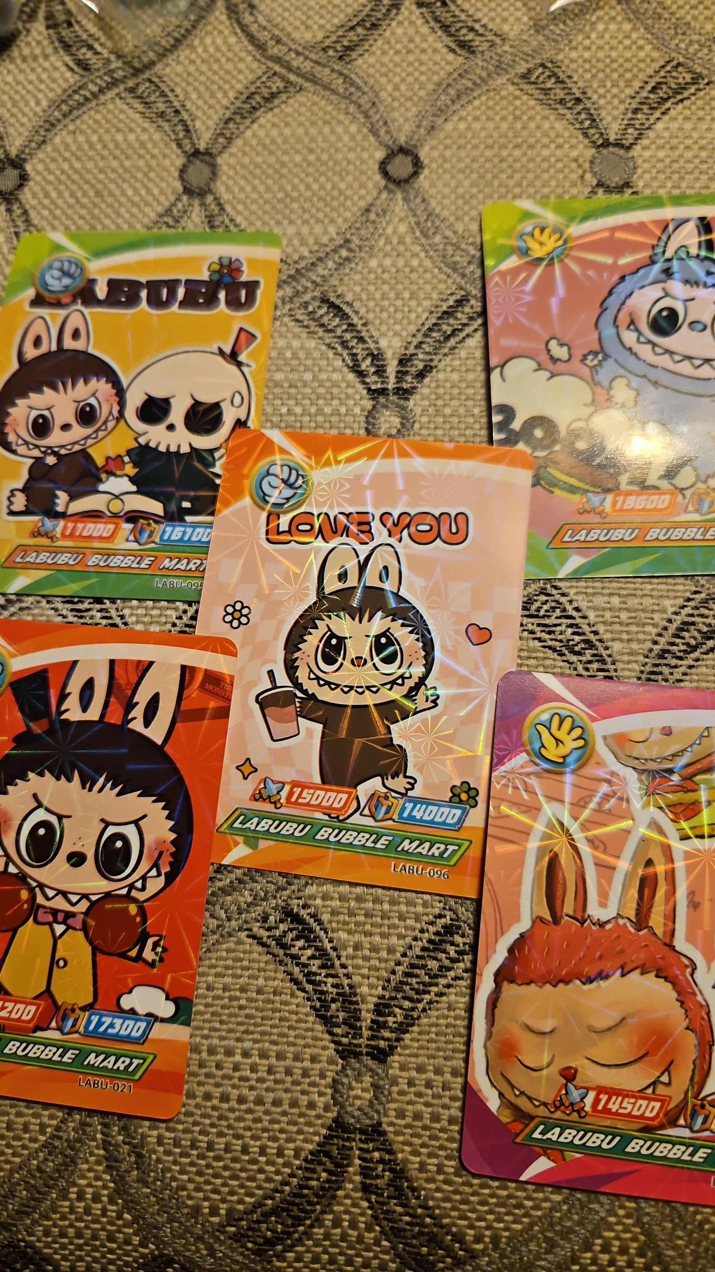 Product image for 5 Holographic Labubu Trading Cards 