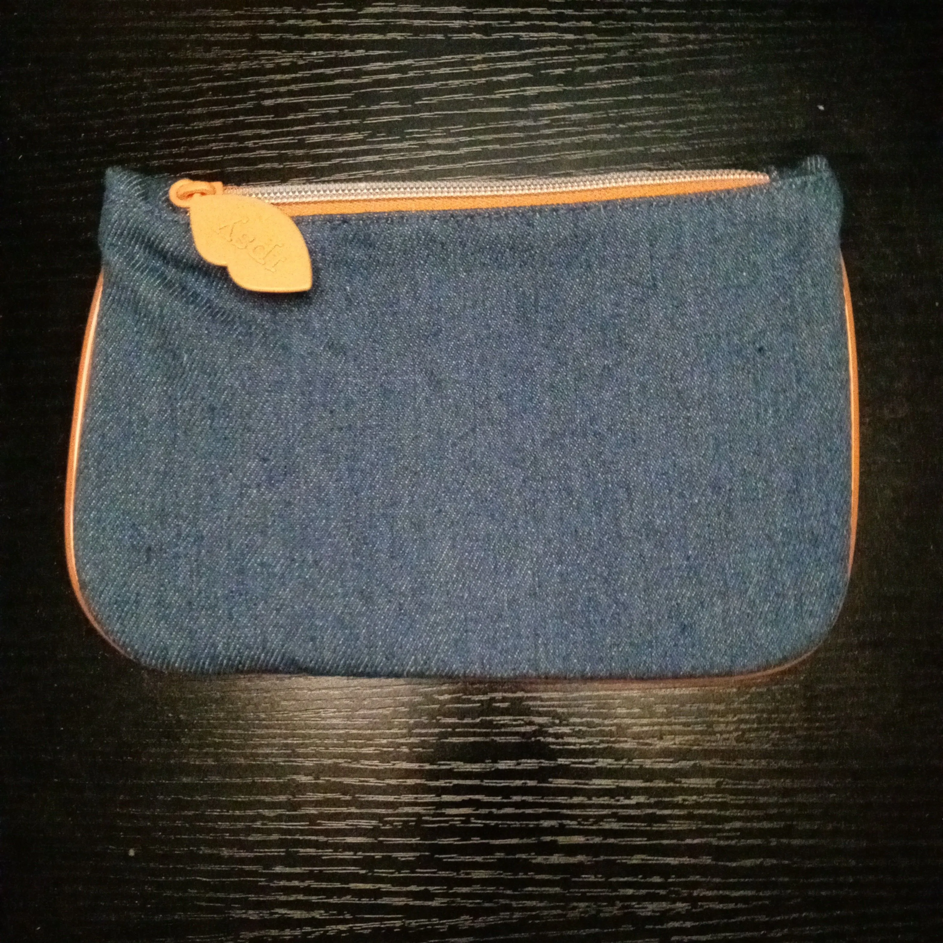 Product image for Ipsy Orange and Denim Makeup Bag
