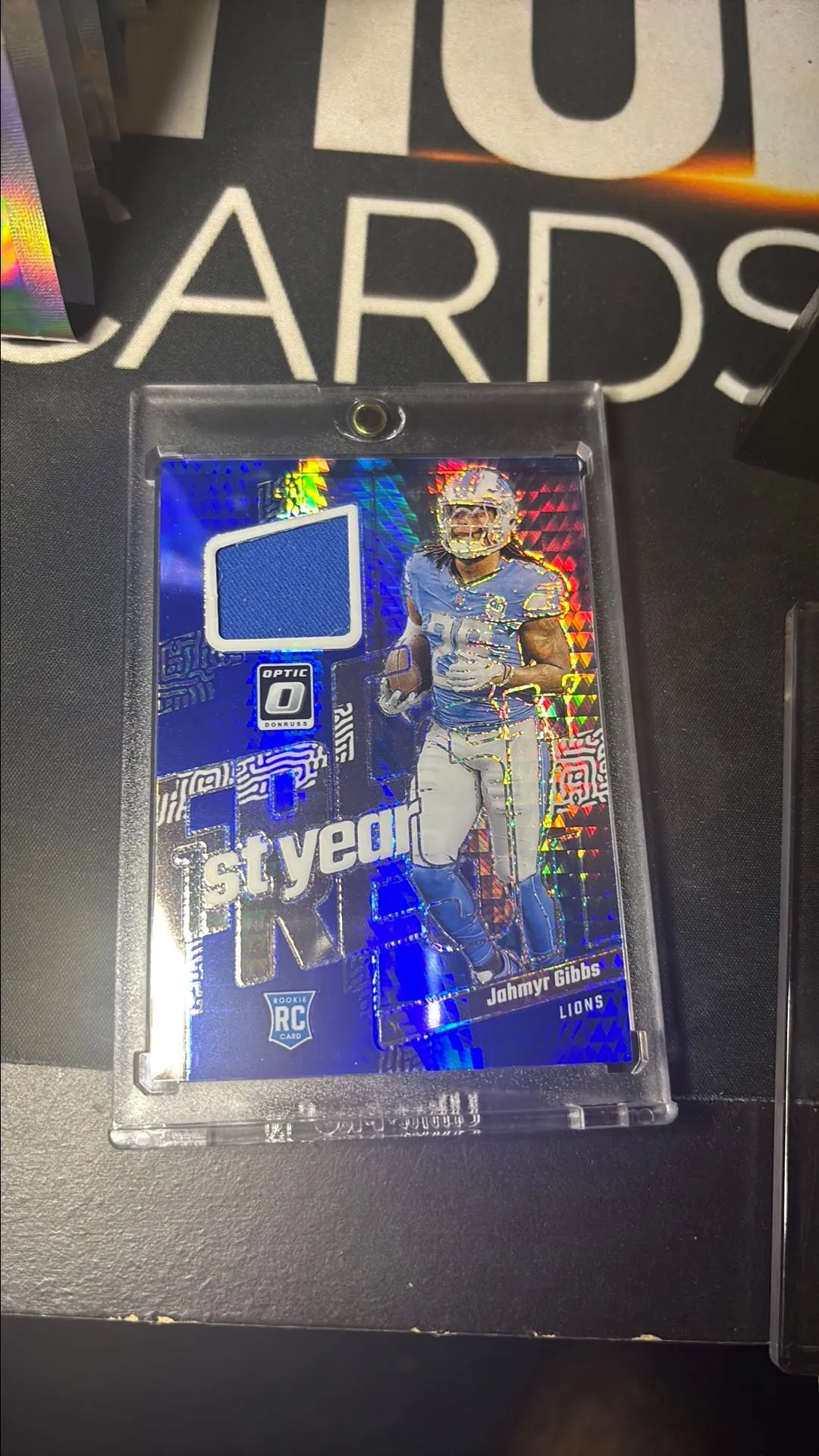Product image for 2023 Jahmyr Gibbs 1st year Panini Donruss Optic #FYF-JG Lions Rookie Card Patch!