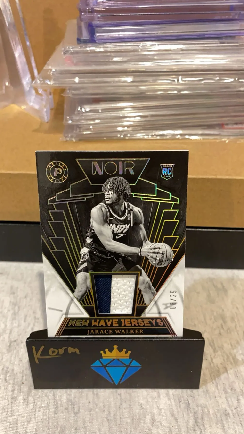 Product image for Jarace Walker Rookie 2023-24 Panini Noir New Wave Jerseys Patch /25 Pacers