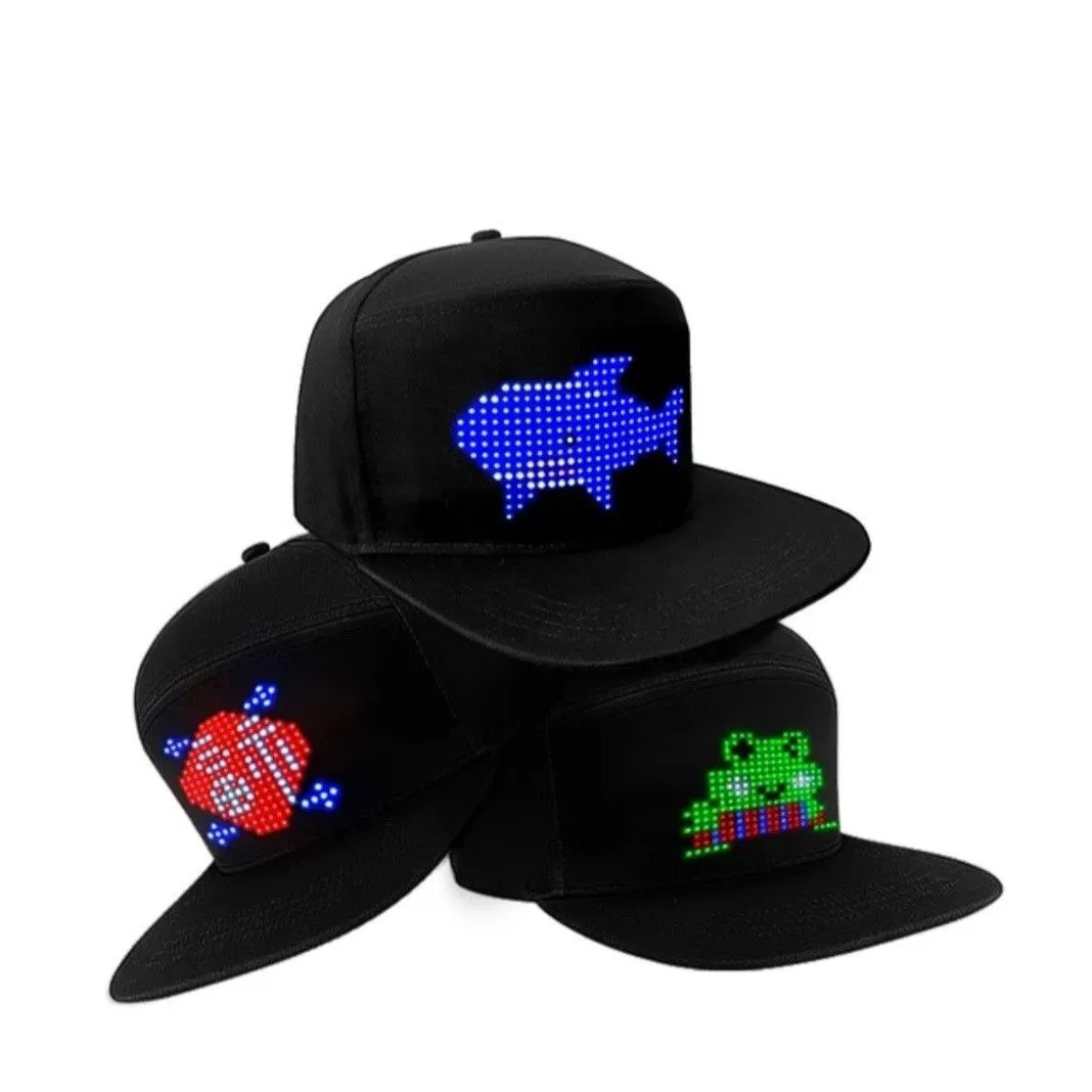Product image for Dynamic LED Smart Snapback Baseball Cap w/Bluetooth App and Multilingual