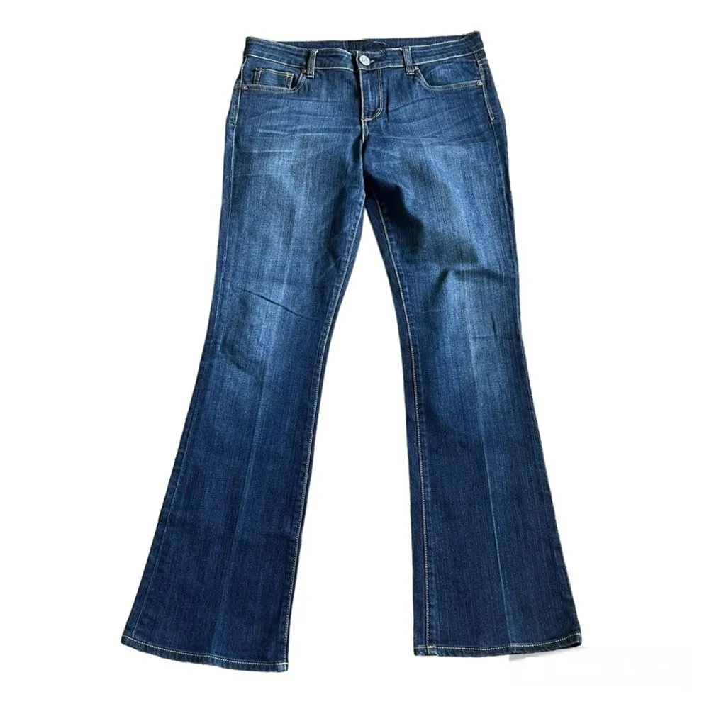 Product image for KFTK Mid Rise Straight Leg Jeans with Slight Flare, Medium Wash, Size 10, VGUC