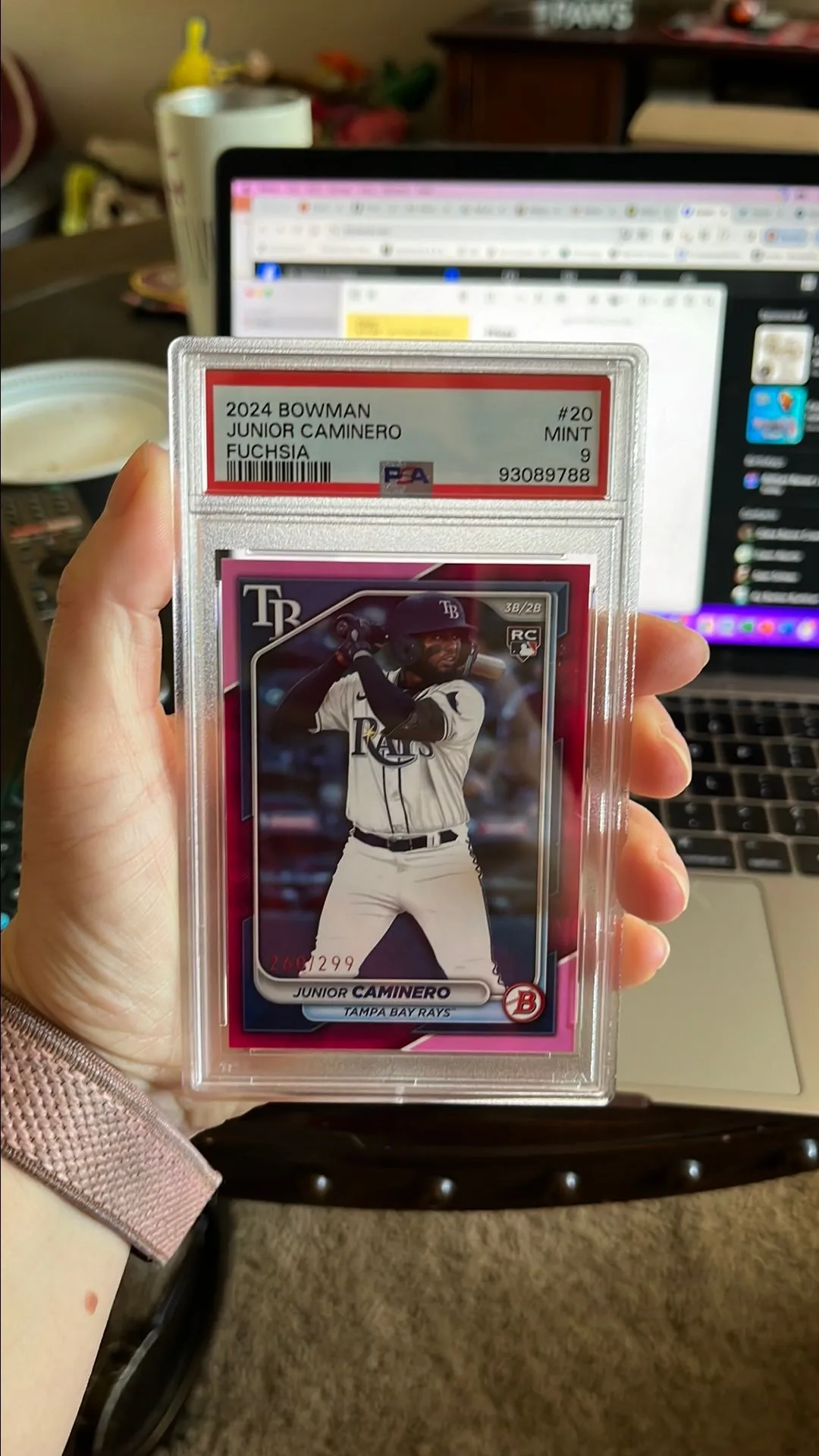 Product image for 2024 Bowman Junior Caminero 20 Fuchsia PSA MINT 9