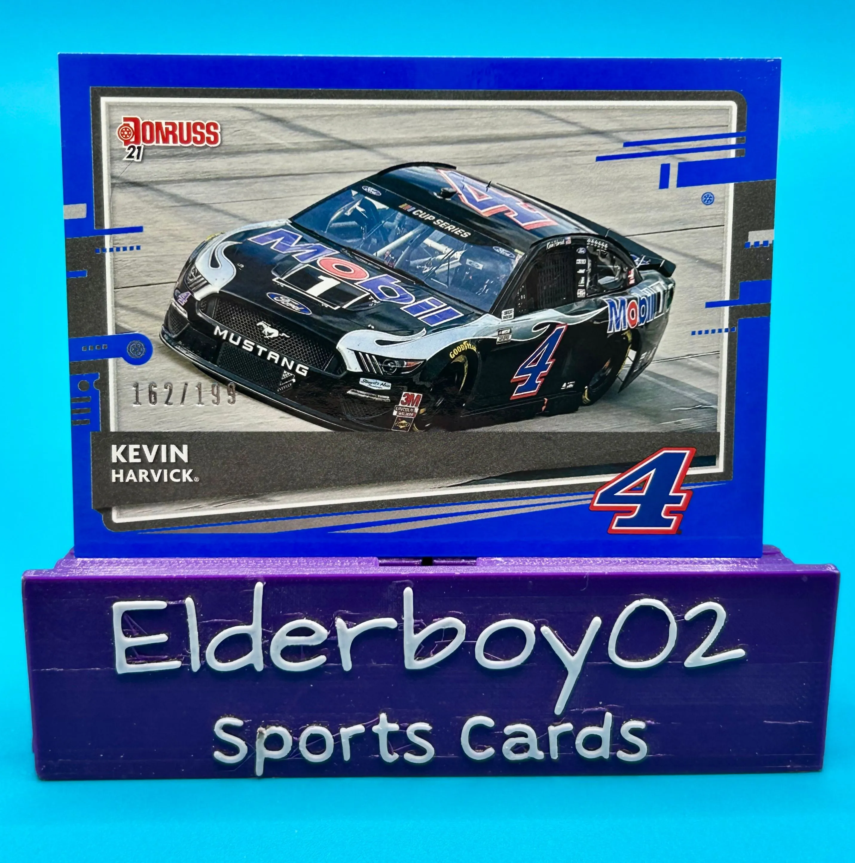 Product image for Kevin Harvick 162/199 Car Blue Parallel 2021 Panini Donruss Racing Nascar Ford