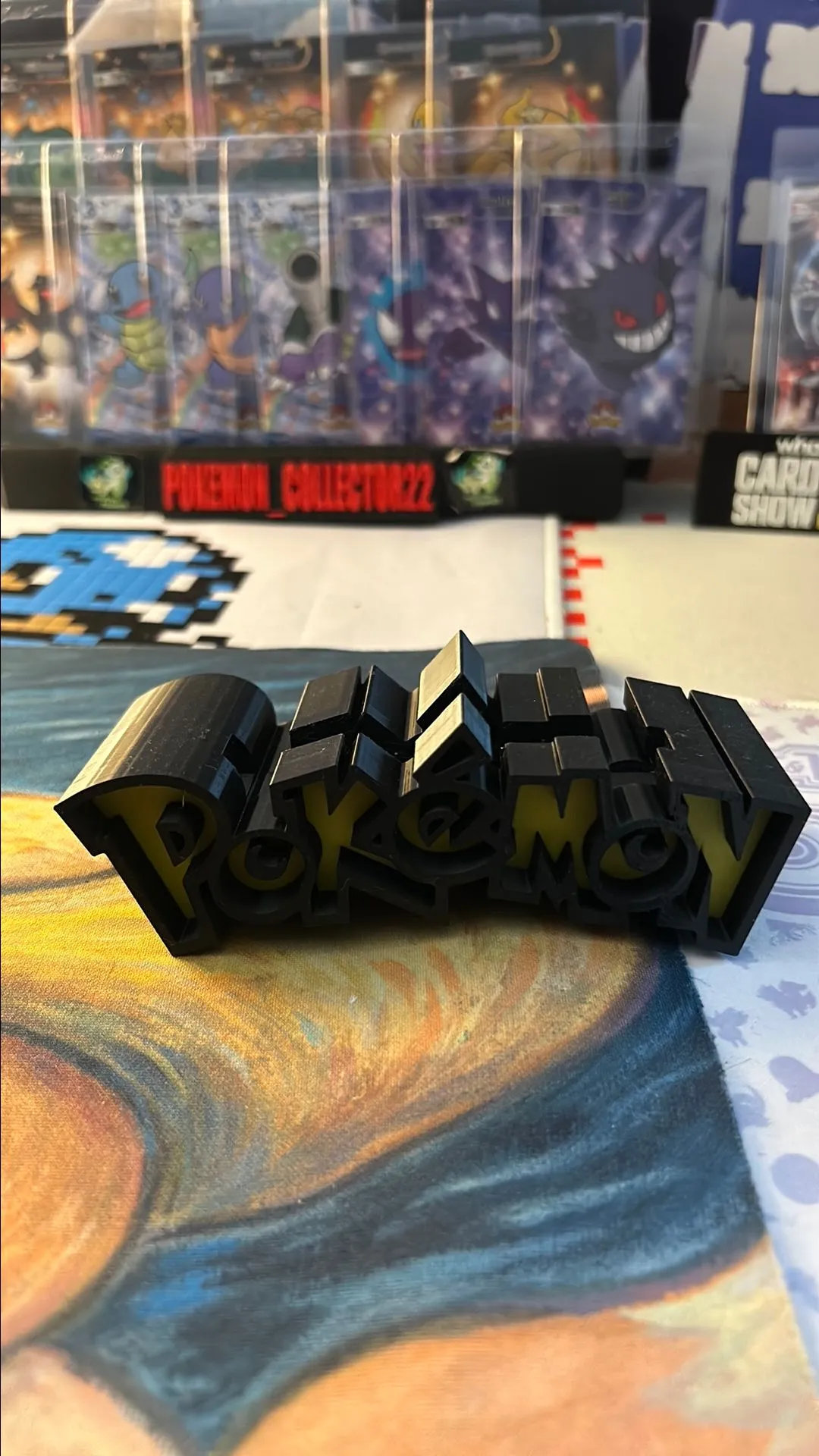 Product image for 3D printed pokemon card stand,  holds raw cards & PSA, CGC SLABS