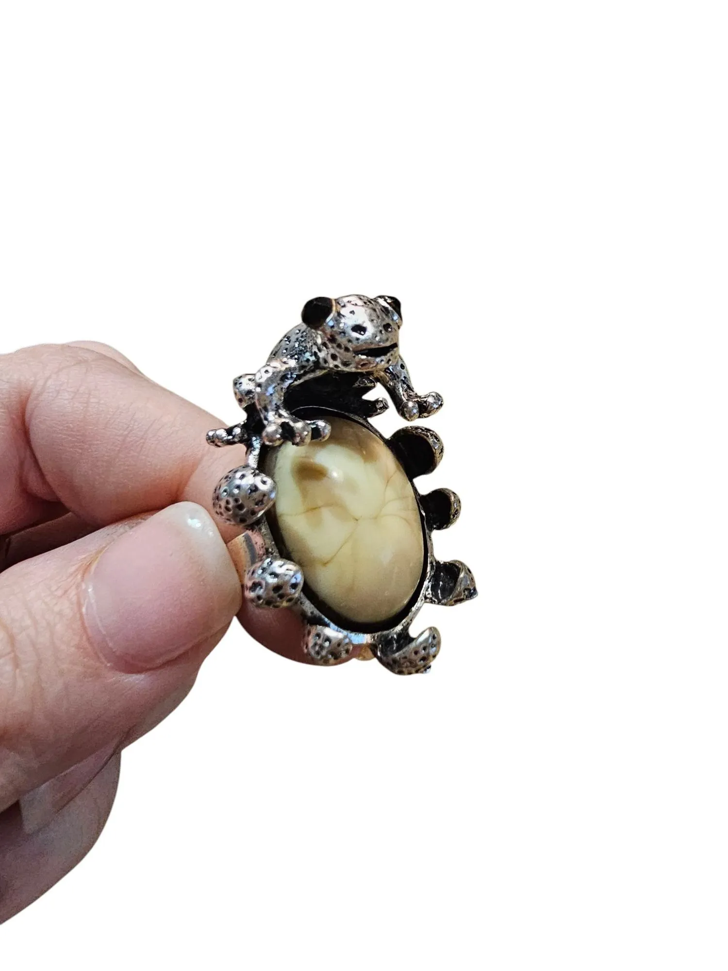 Product image for #45 - Frog Ring with Cream Stone