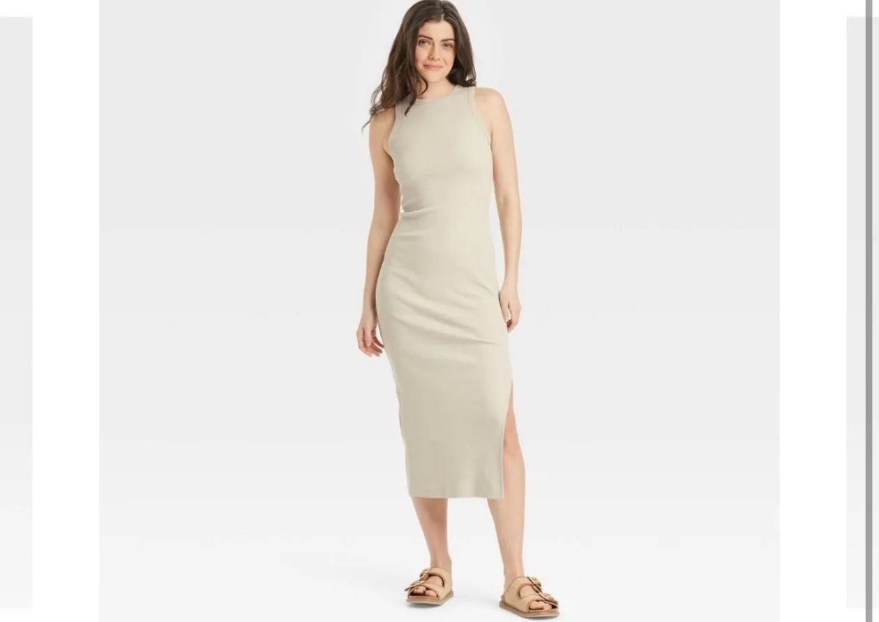Women's Rib-Knit Maxi Bodycon Dress - Universal Thread Tan S: Heavyweight  Cotton  Whatnot: Shop, Sell, Connect