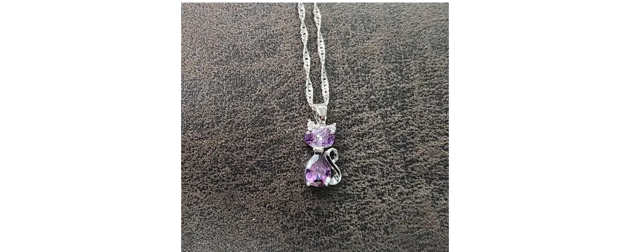 Product image for Silver Purple Cat Necklace