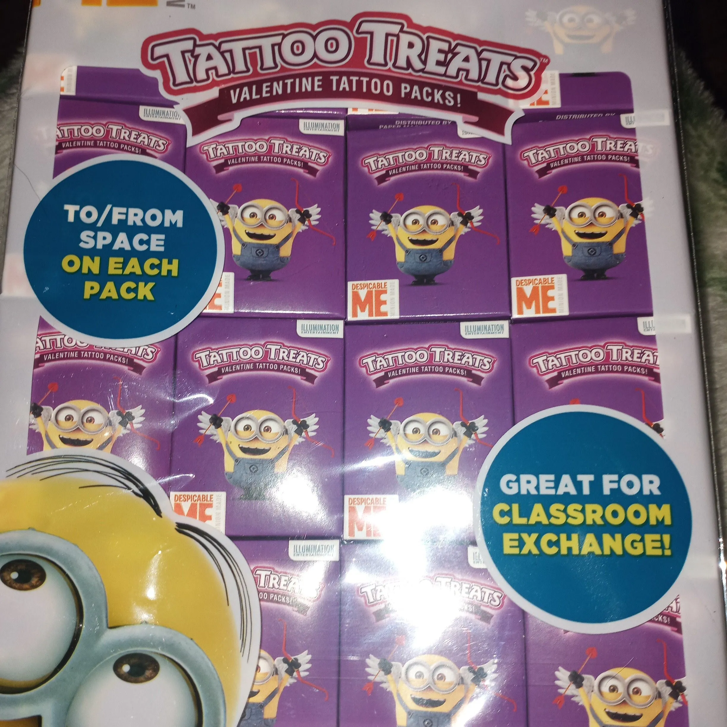 Product image for 20pk Minion valentine's tattoo boxes