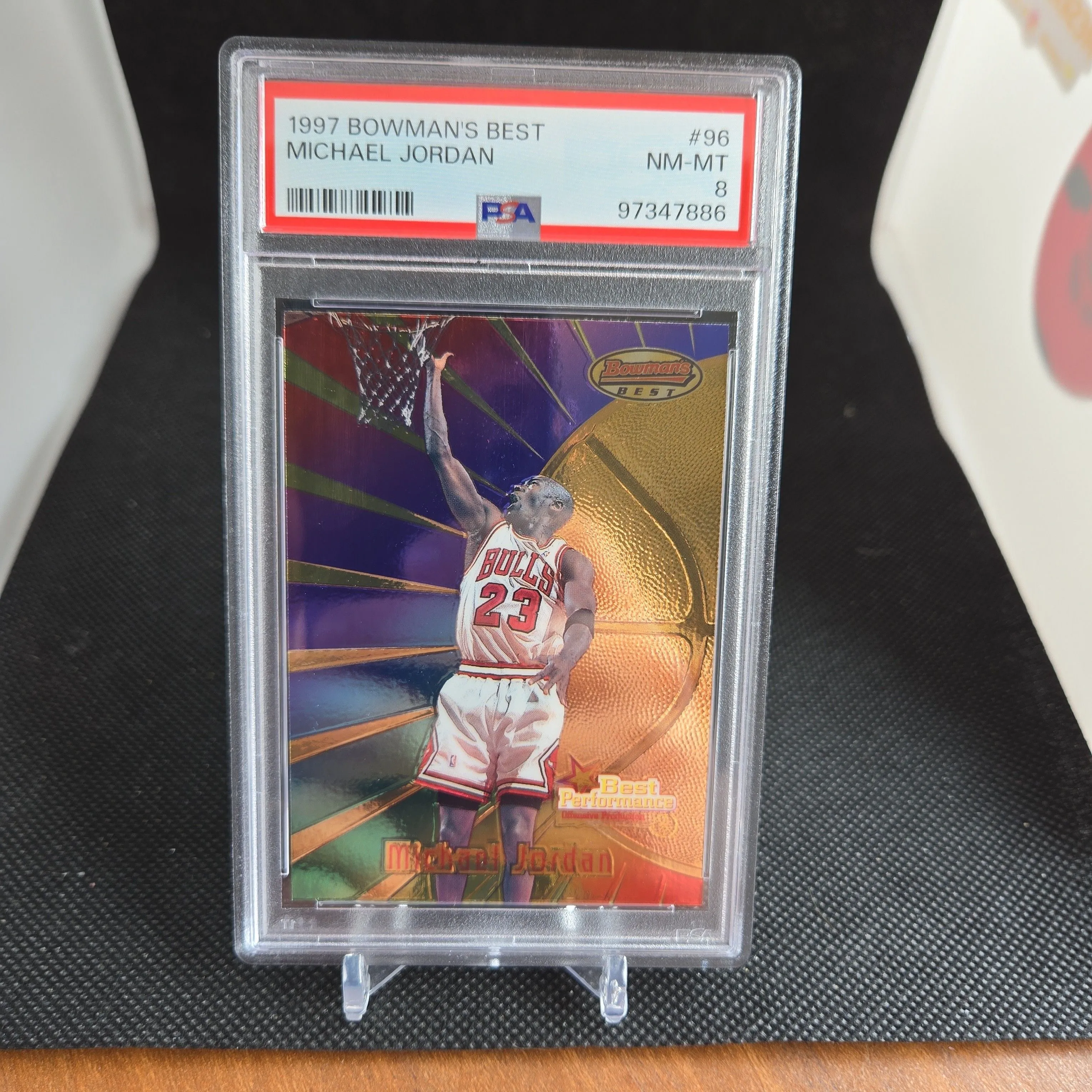 Product image for 1997 Bowman'S Best Michael Jordan 96  PSA NM-MT 8 Bulls