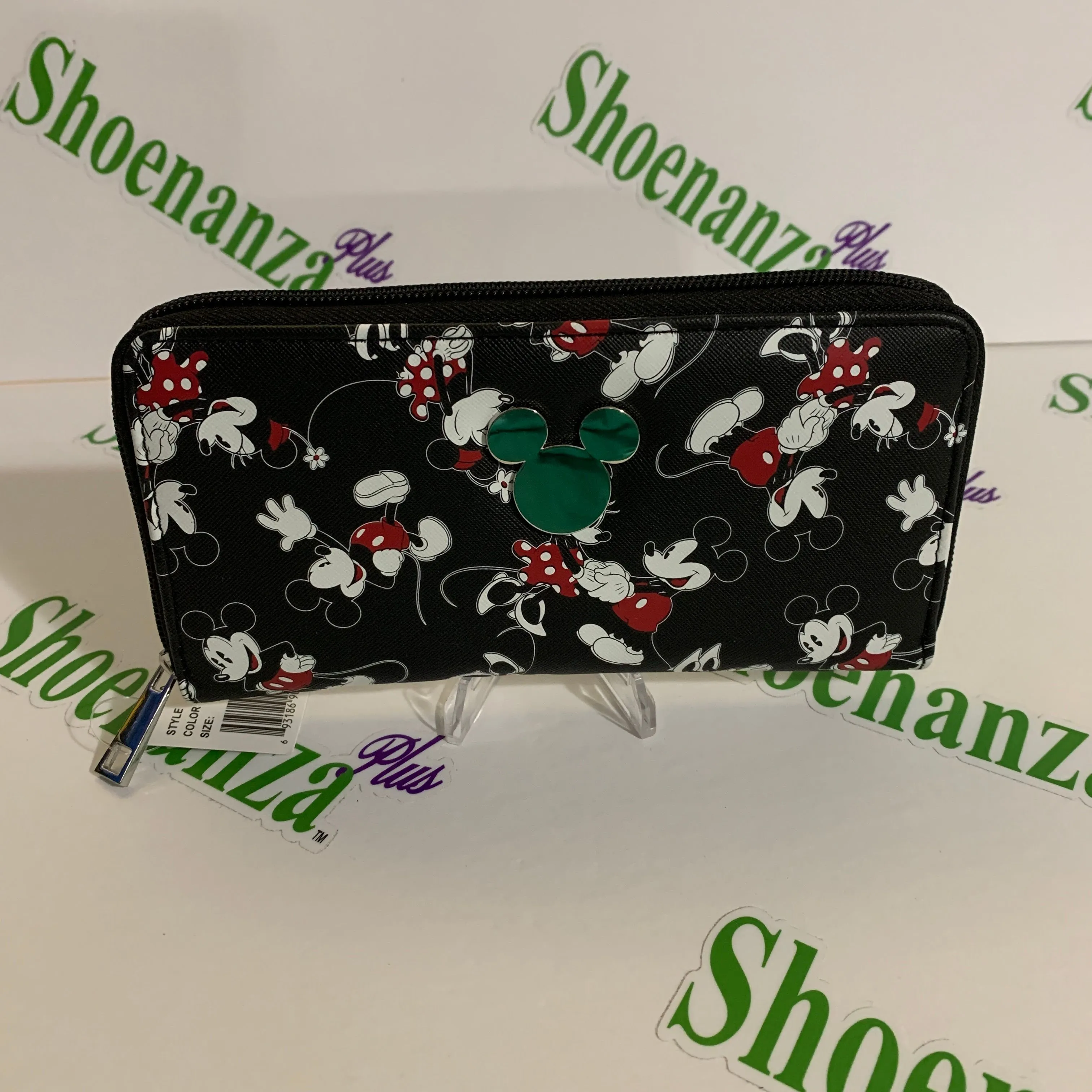 Product image for Disney Zip Around Wallet Mickey Minnie Mouse Dancing Card Holder Billfold Black