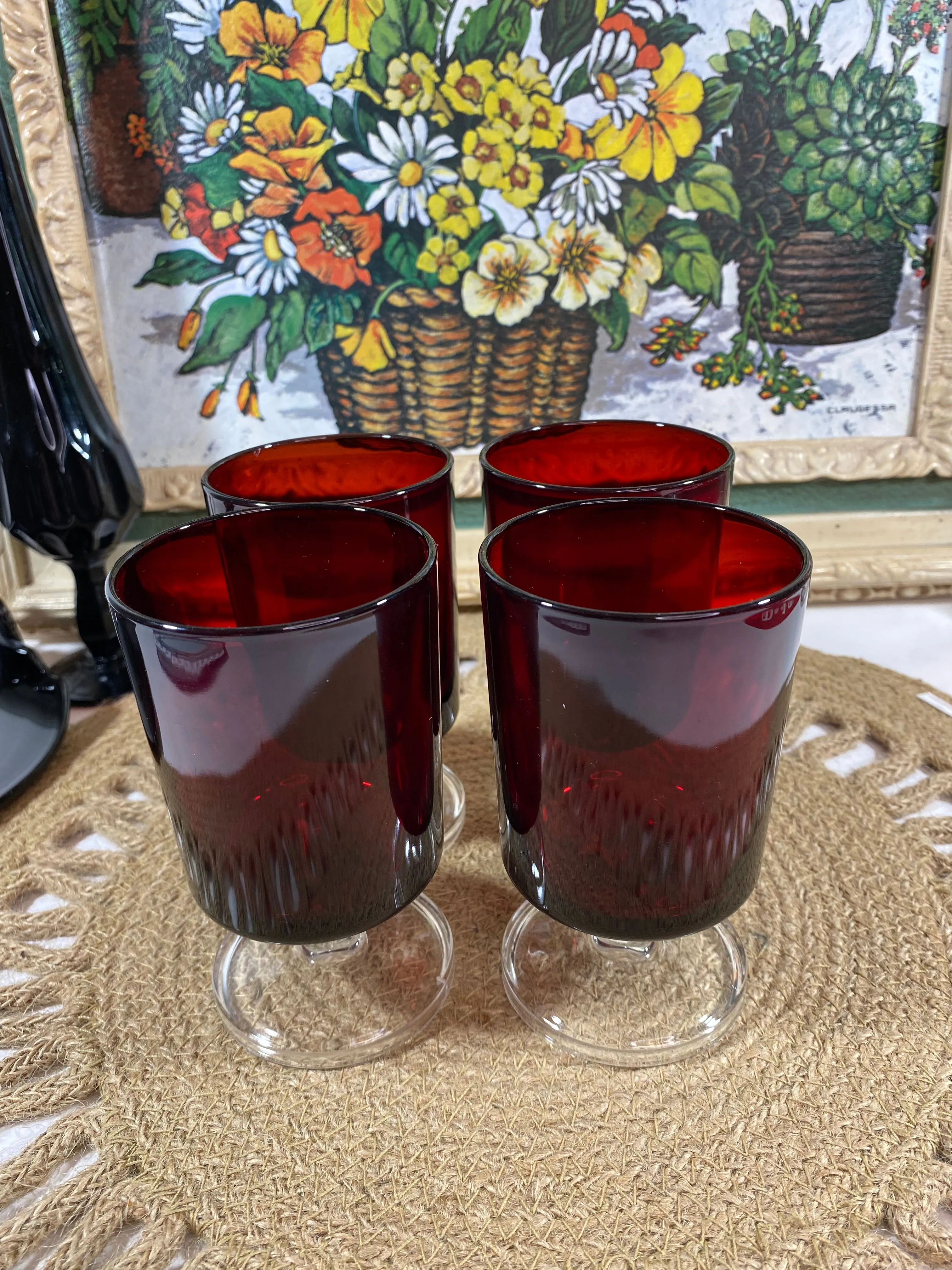 Product image for Vintage Luminarc France Cavalier Ruby Glasses