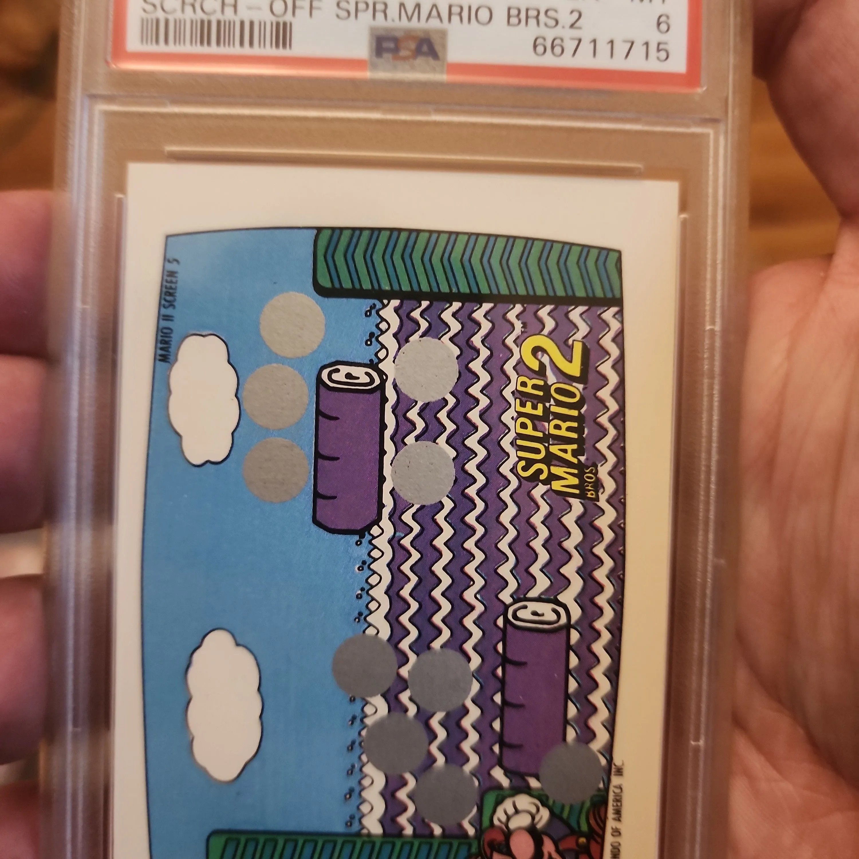 Product image for 1989 Topps Nintendo Scratch-Off Super Mario Bros. 2 Screen 5 Scrch-Off Spr.Mario Brs.2 PSA EX-MT 6