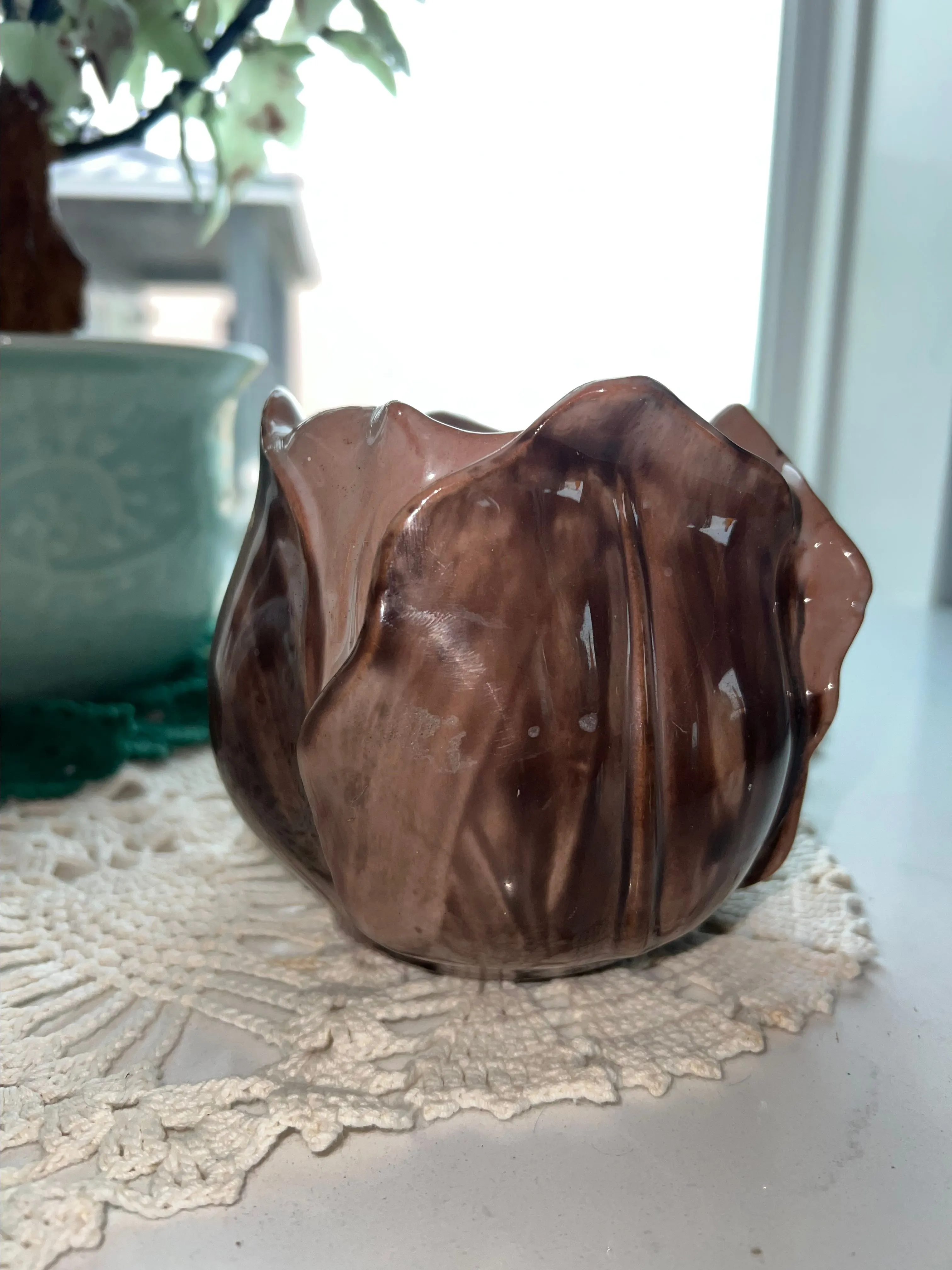 Product image for Stangl Terra rose tulip pottery planter