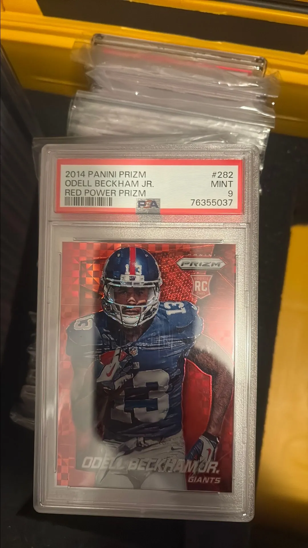Product image for 2014 Panini Prizm Odell Beckham Jr. 282 Red Power Prizm PSA MINT 9
