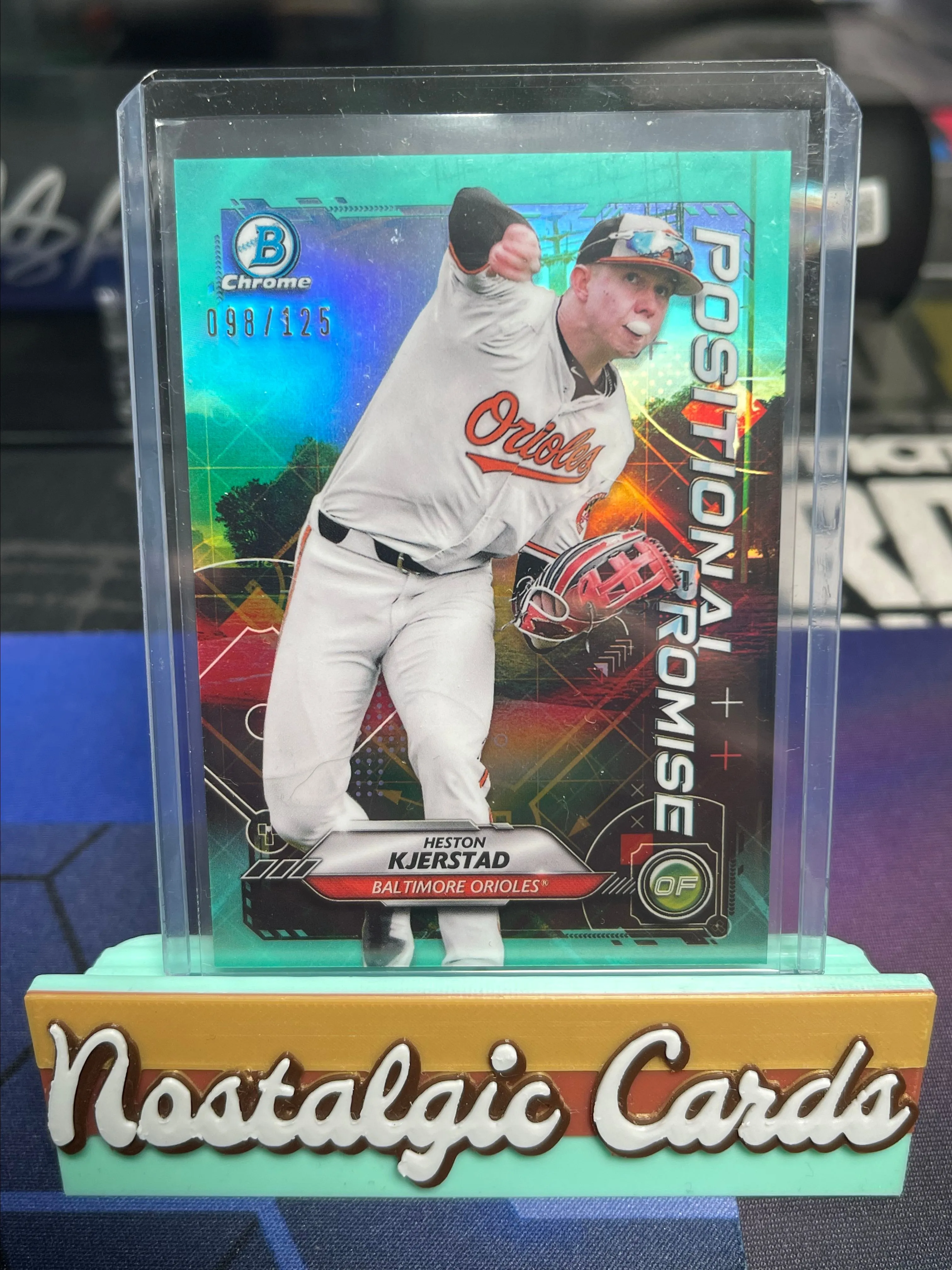 Product image for Heston Kjerstad 2021 Bowman Chrome <98/125 Positional Promise Aqua> BAL Orioles