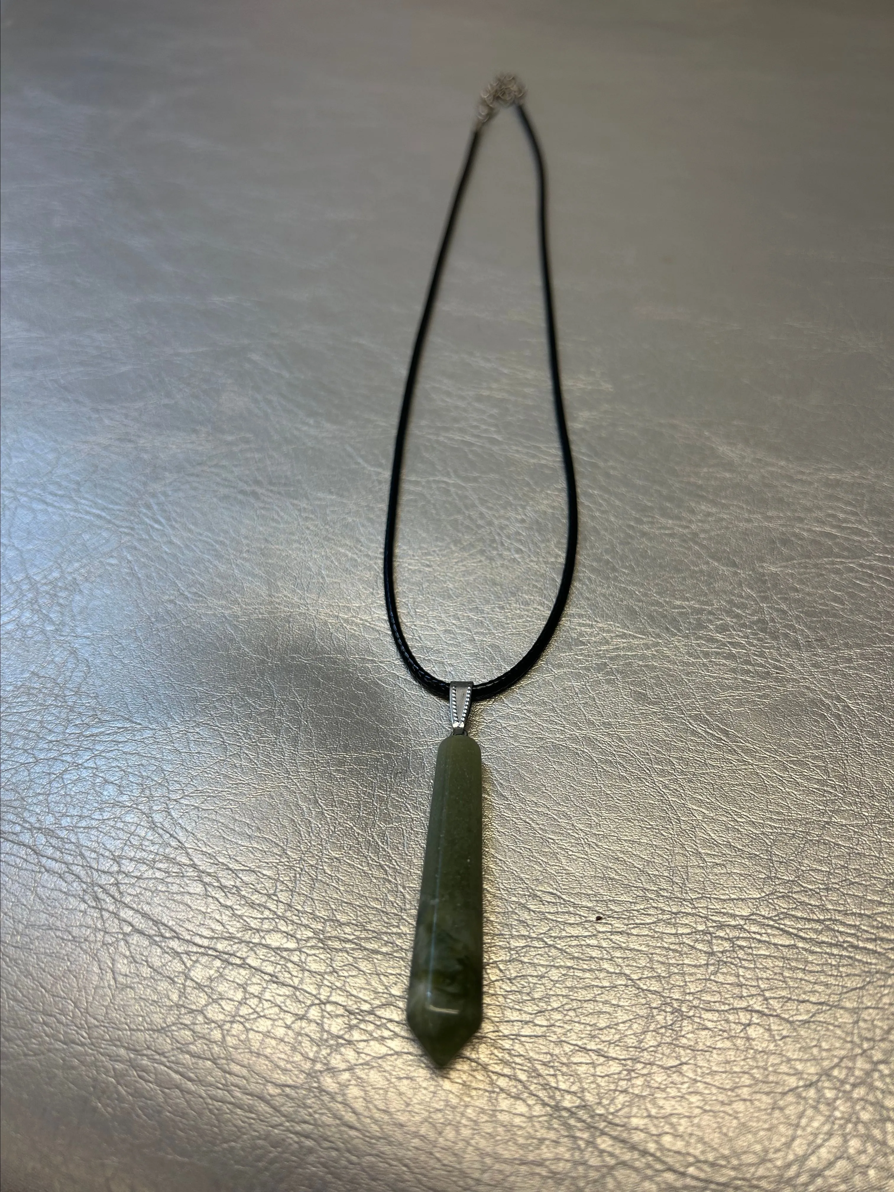 Product image for Crystal pendant necklace with leather/metal chain