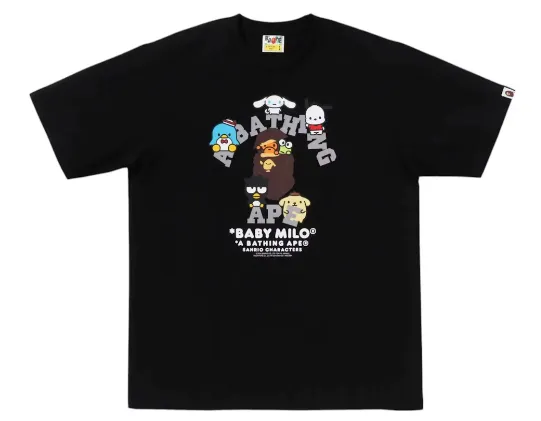 Product image for Bape x Sanrio College Characters 1 Tee Black - size S, M, L, XL