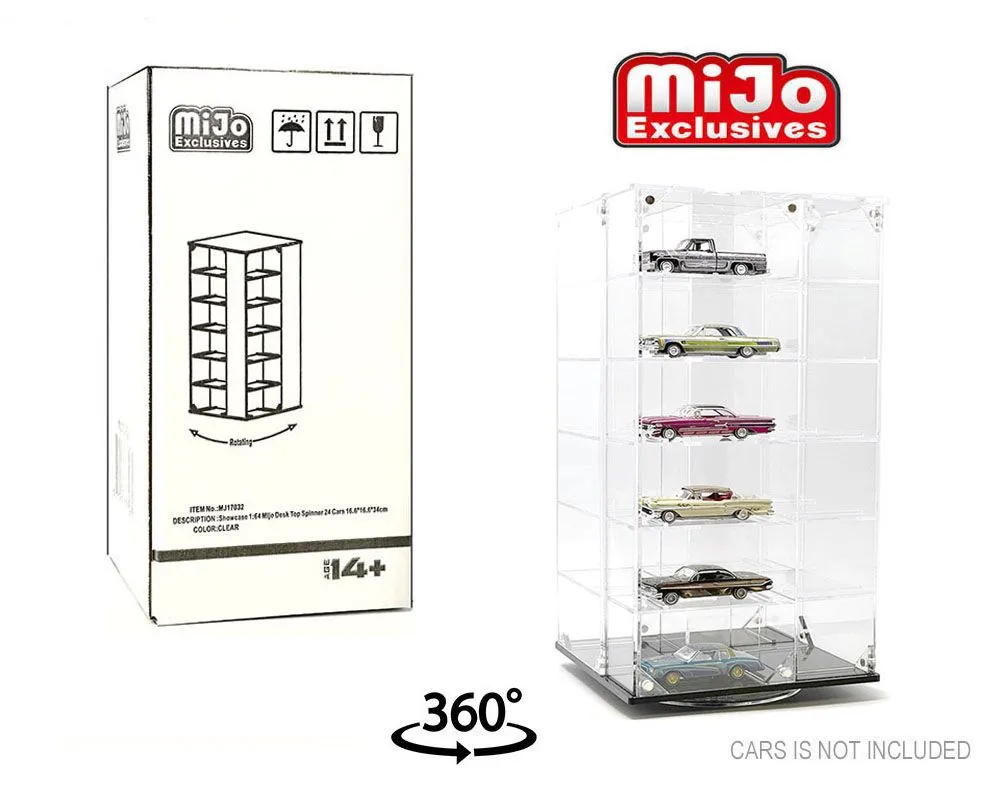 Product image for Showcase 1:64 24-Car Display Desk Top Spinner with Covers (6.5″x 6.5″x13.5″) – MiJo Exclusives