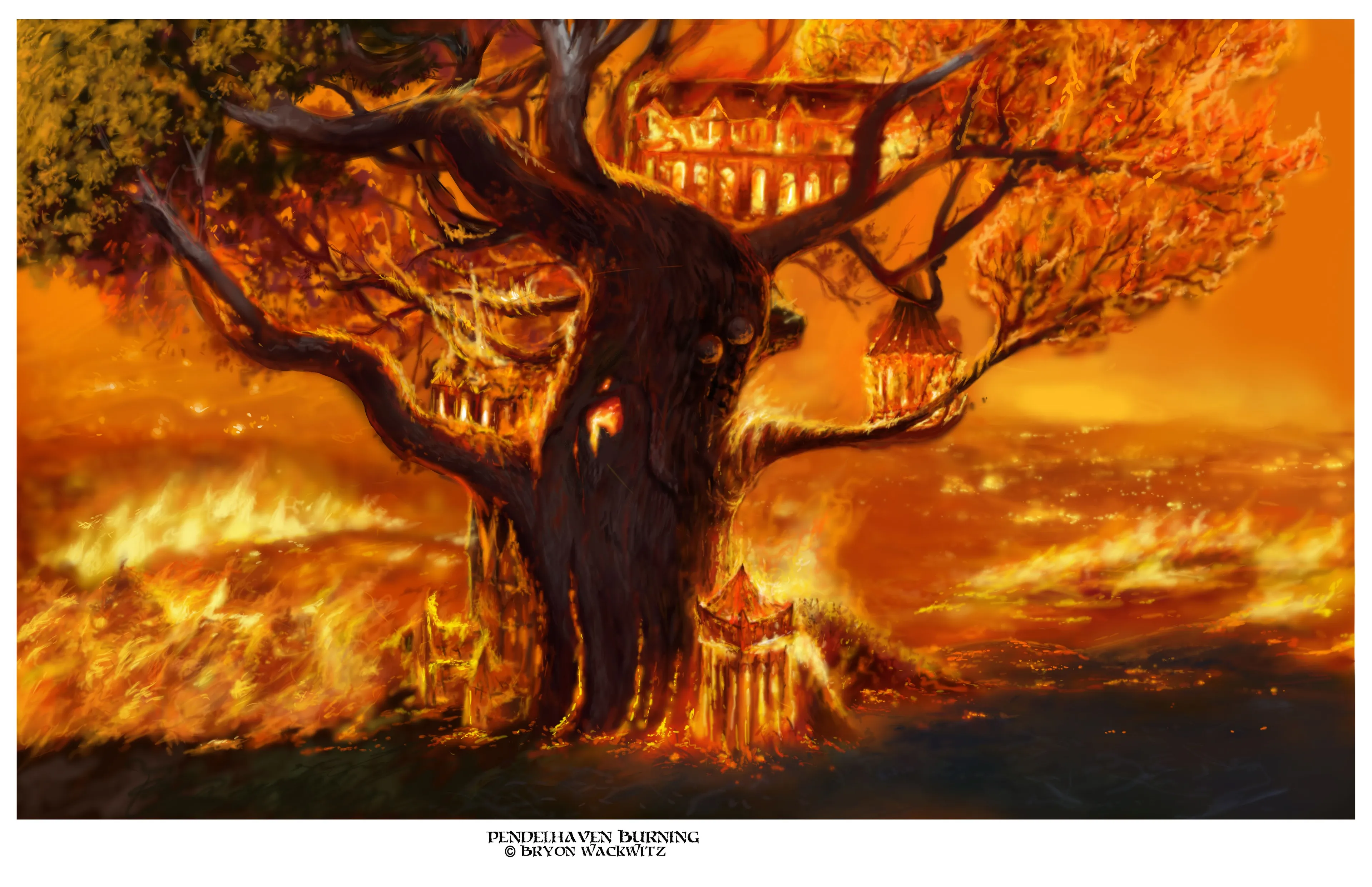 Product image for 11"x17" giclée print, titled "Pendelhaven Burning