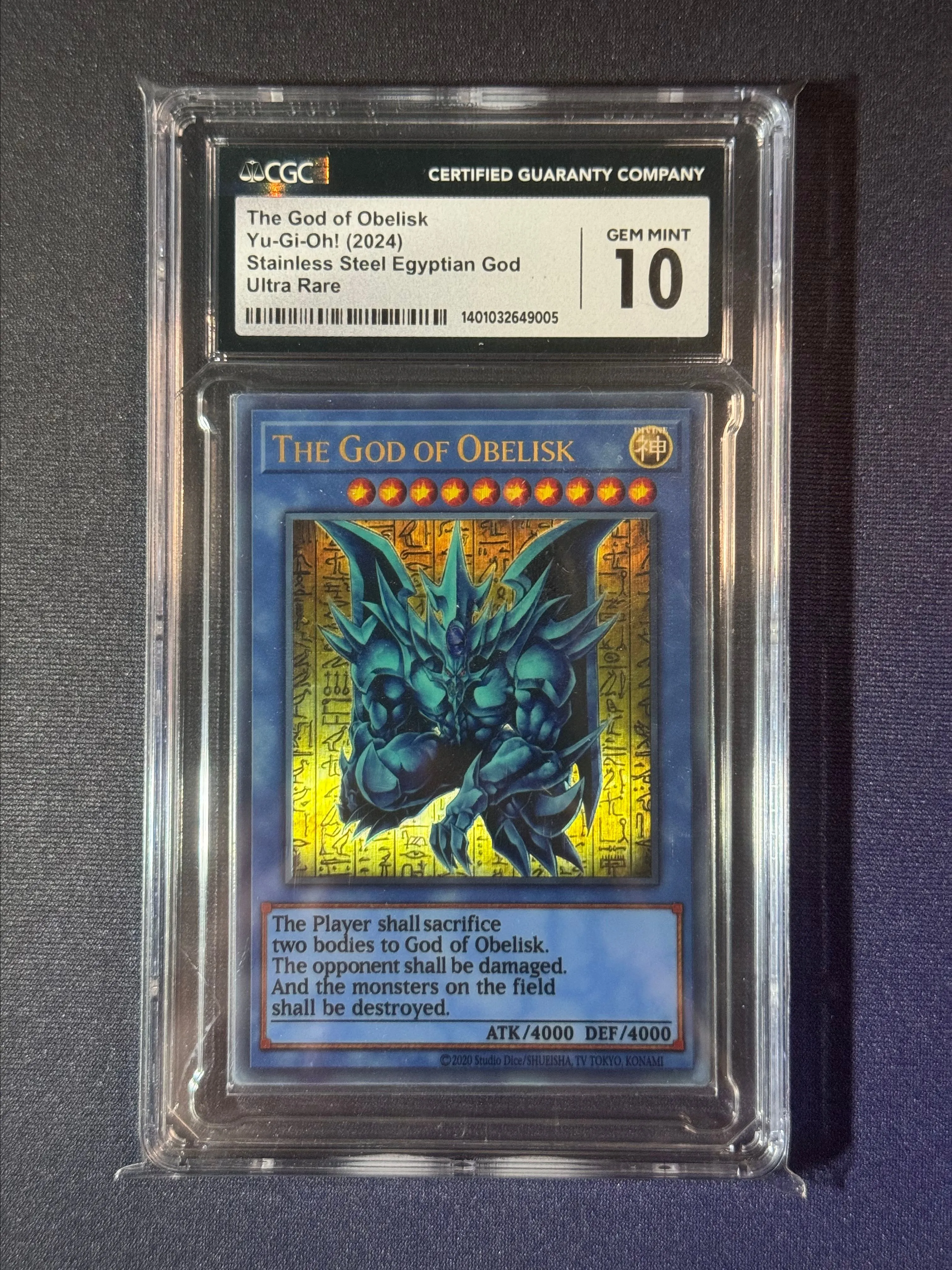 2024 Yu-Gi-Oh! CGC 10 The God of Obelisk Stainless Steel Egyptian God Ultra  Rare CGC GEM MINT 10  Whatnot: Shop, Sell, Connect