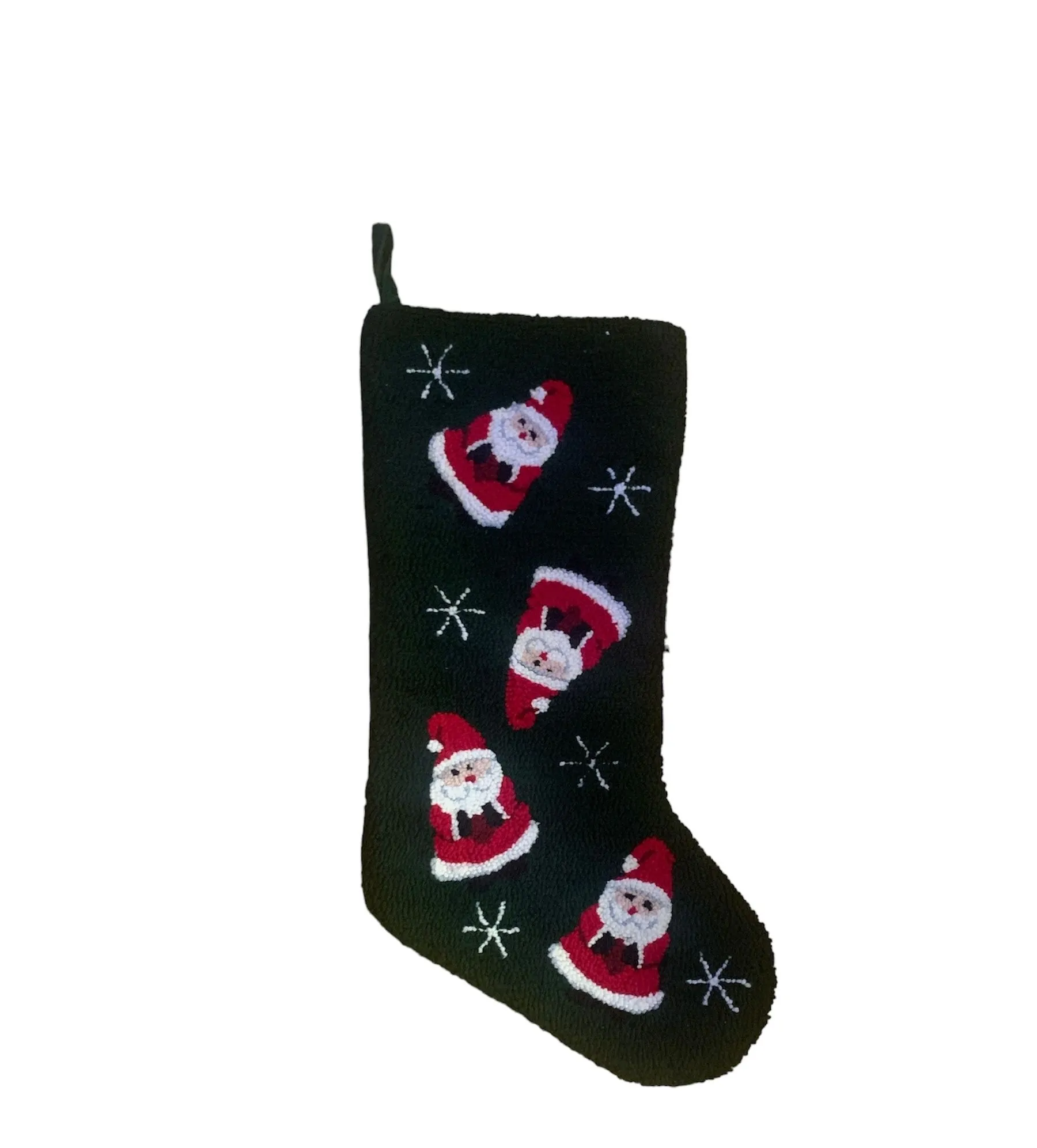 Product image for Vintage (?) or newer Fleece Beauftiul Jade green Santa stocking