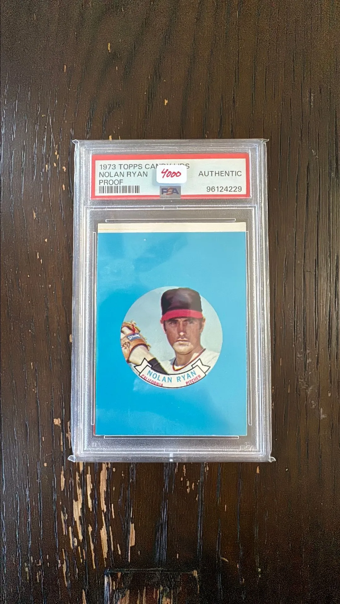 Product image for 1973 Topps Candy Lids Nolan Ryan  Proof PSA N0: AUTHENTIC