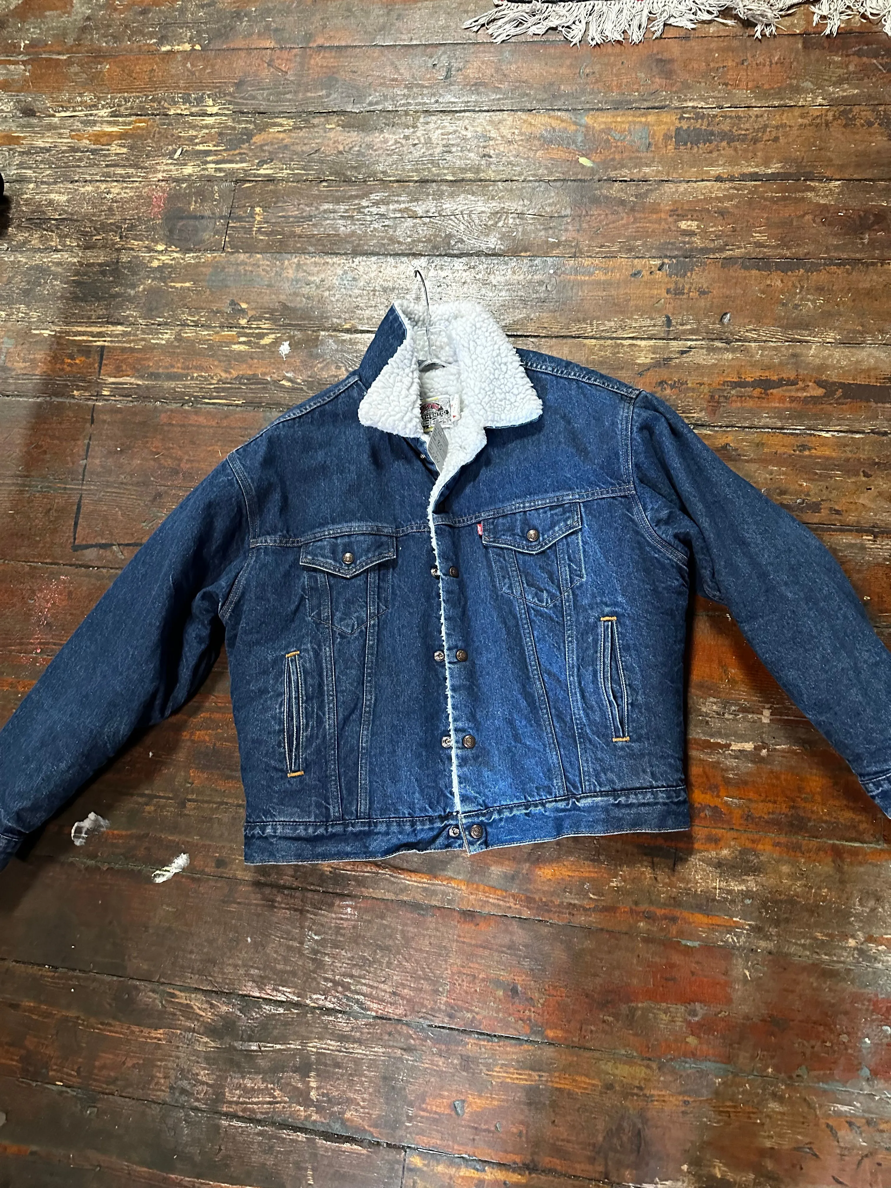 Product image for 1987 Levi’s Sherpa dark wash indigo trucker