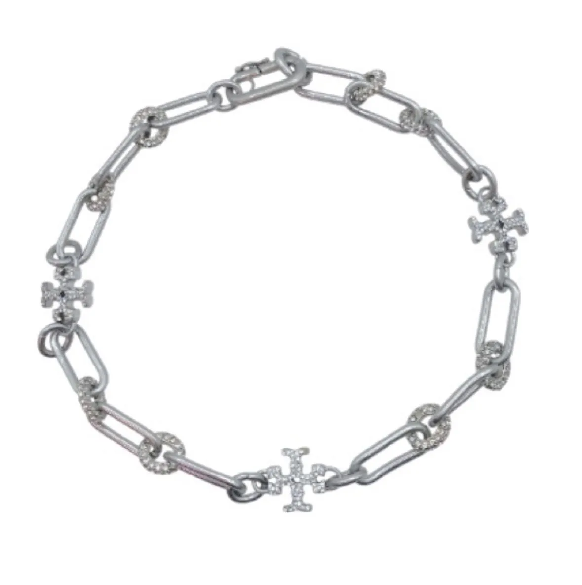Product image for NEW Auth. Tory Burch Silver and Pave Roxanne Chunky Necklace. Comes with Dustbag