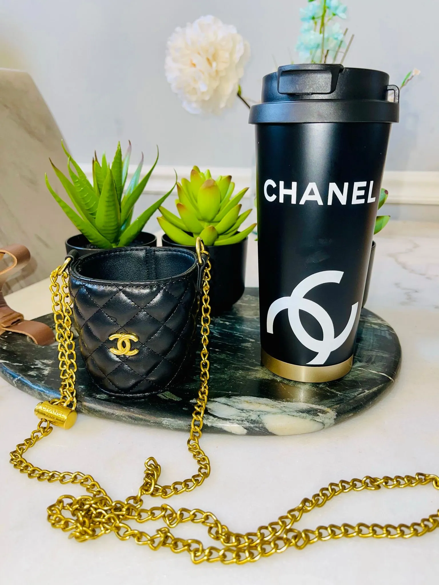 Chanel Black Tumbler W/ Carrier Hot/Cold Water NO Box GWP  Whatnot: Shop,  Sell, Connect