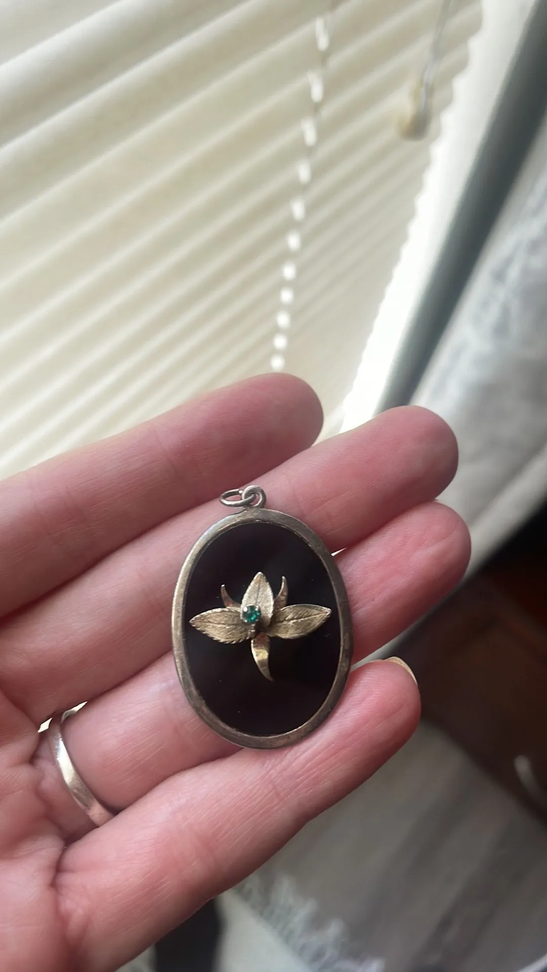 Product image for Victorian Mouring Black Onyx Iris Pendant