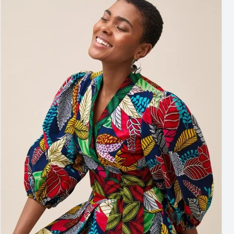 Product image for IME AFRICAN PRINT PEPLUM BLOUSE (MULTICOLOR)