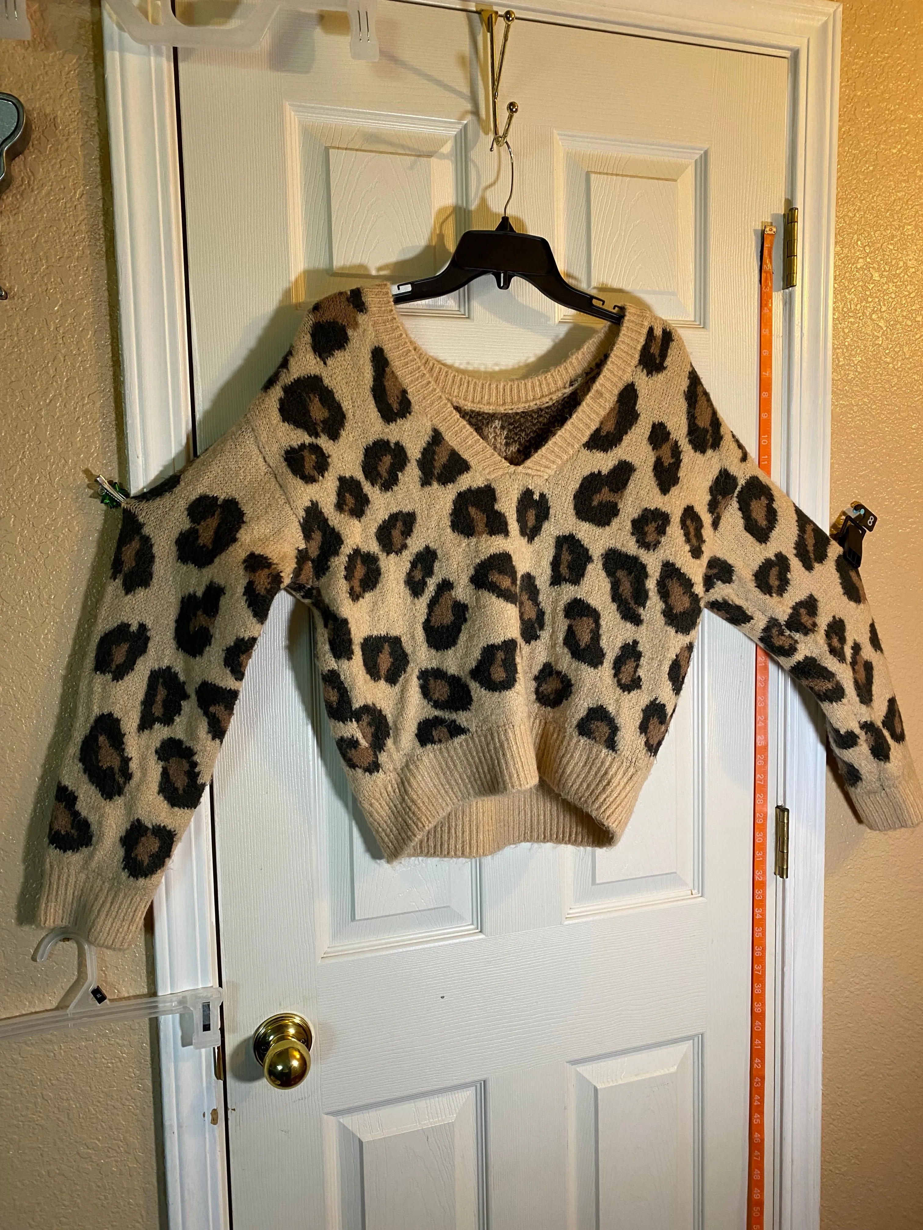 Product image for Pink Victoria’s Secret Women S Leopard Print Knit Sweater Crop Top Tan