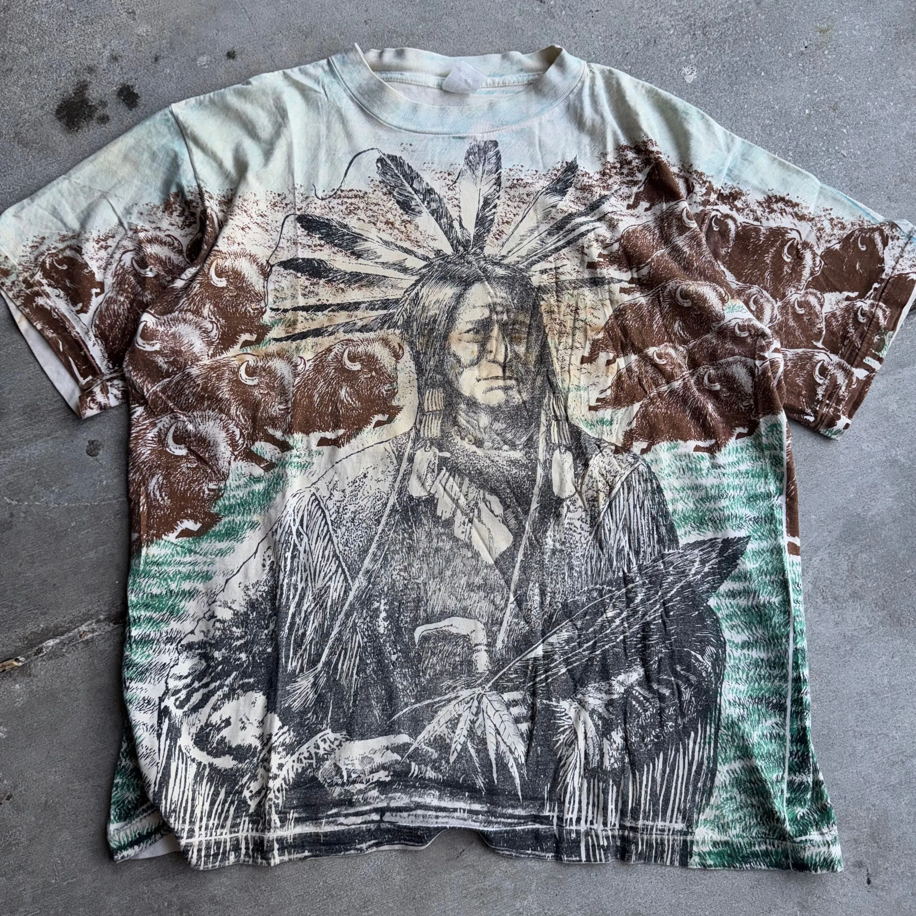 Product image for #16 Native American 90s Vintage Art AOP Graphic T-Shirt