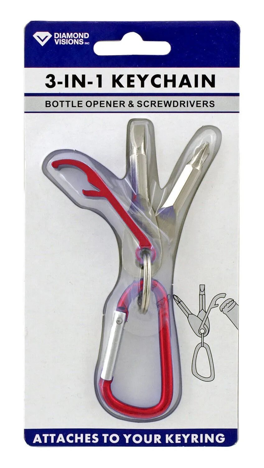 Product image for Beer Bottle Opener Key Chain Screwdriver Set Carabiner Clip EDC Tool Red 